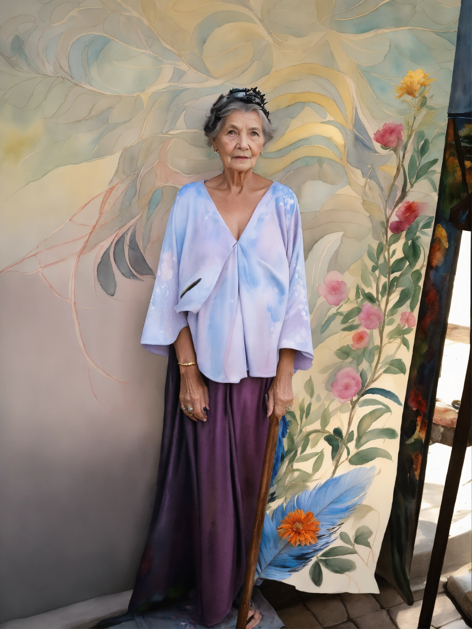 Lexica - A portrait of an old woman with wrinkled face and very short ...