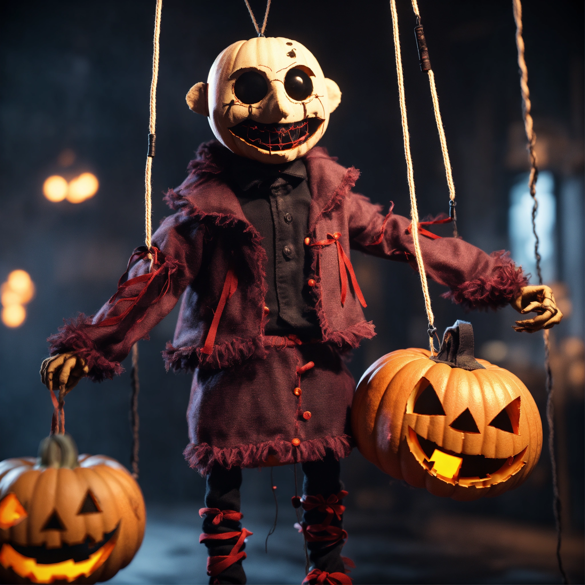 Lexica - Scary puppet on a string, halloween, unreal engine render, 8k