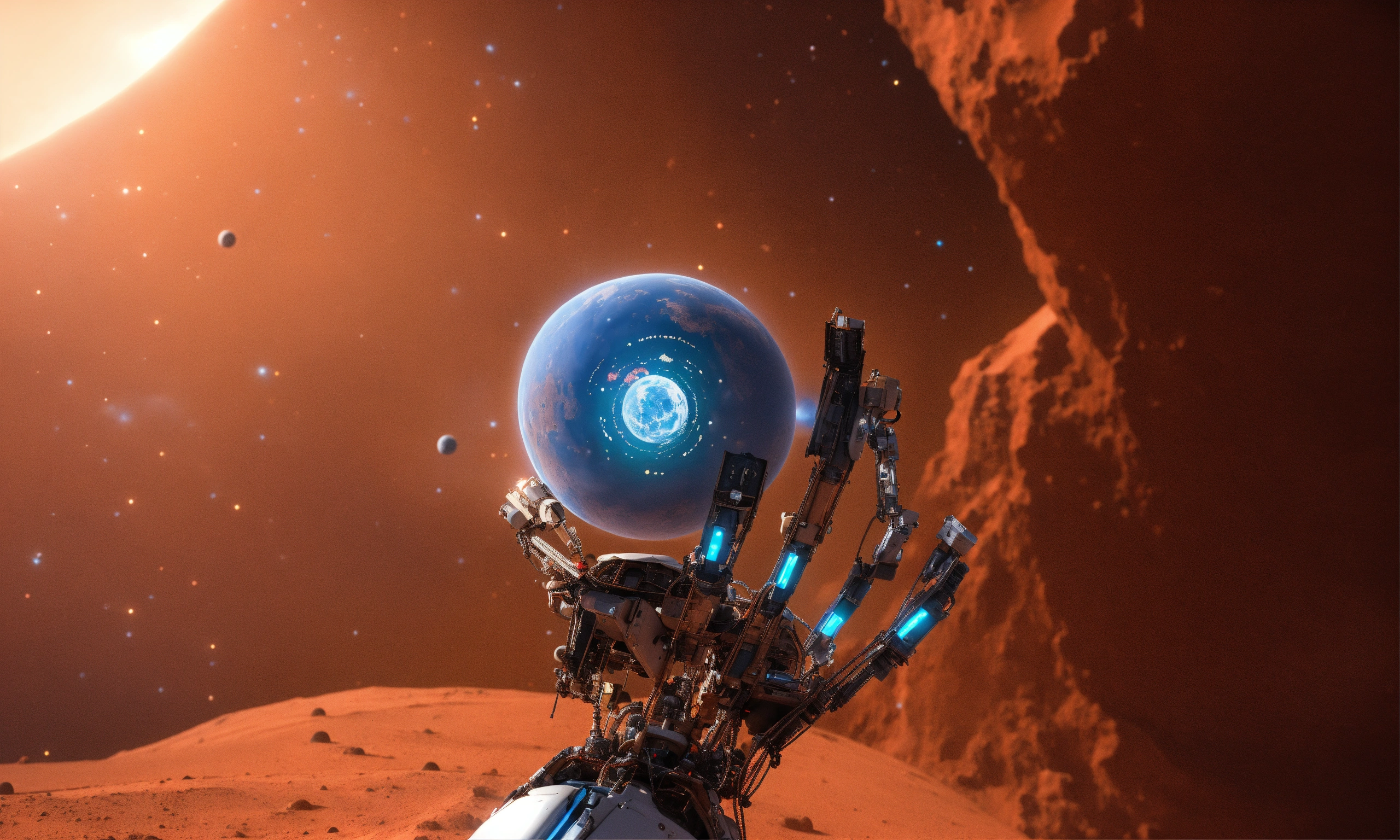 Lexica - Photo of artificial intelligence holding planet mars in their ...