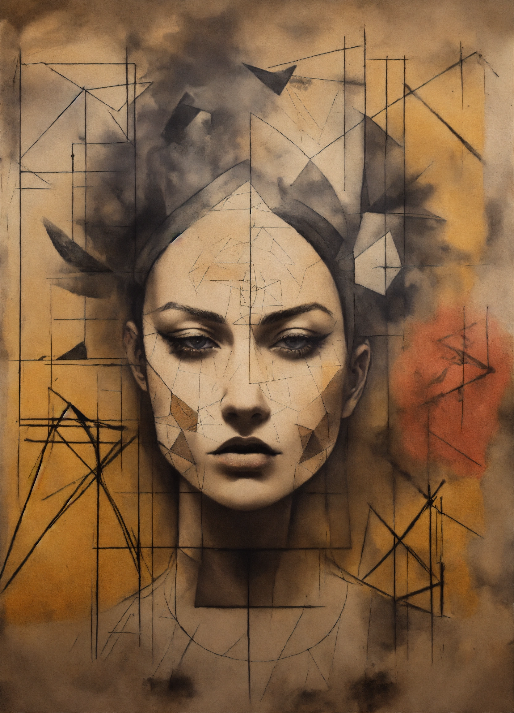 Lexica - Create the outline of personification of hysteria, painted ...