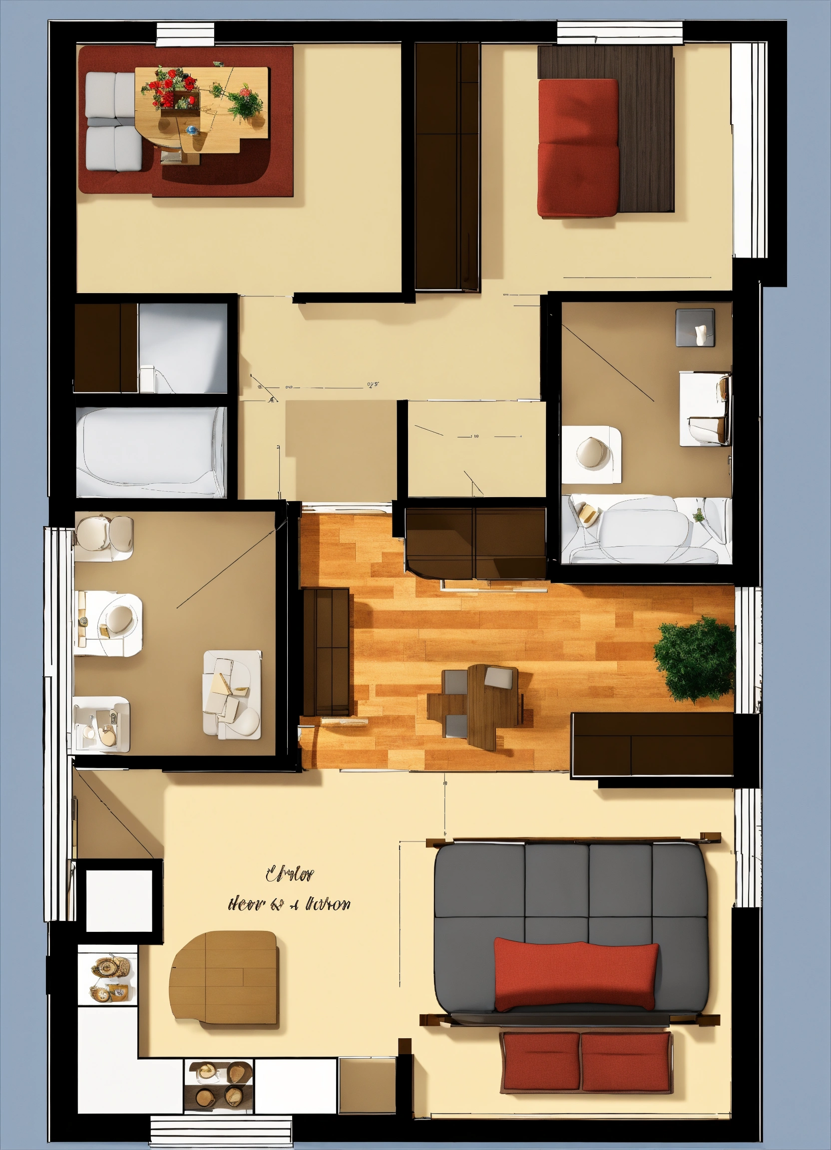Lexica - Furniture layout, floor, detailed visual, high quality of a ...