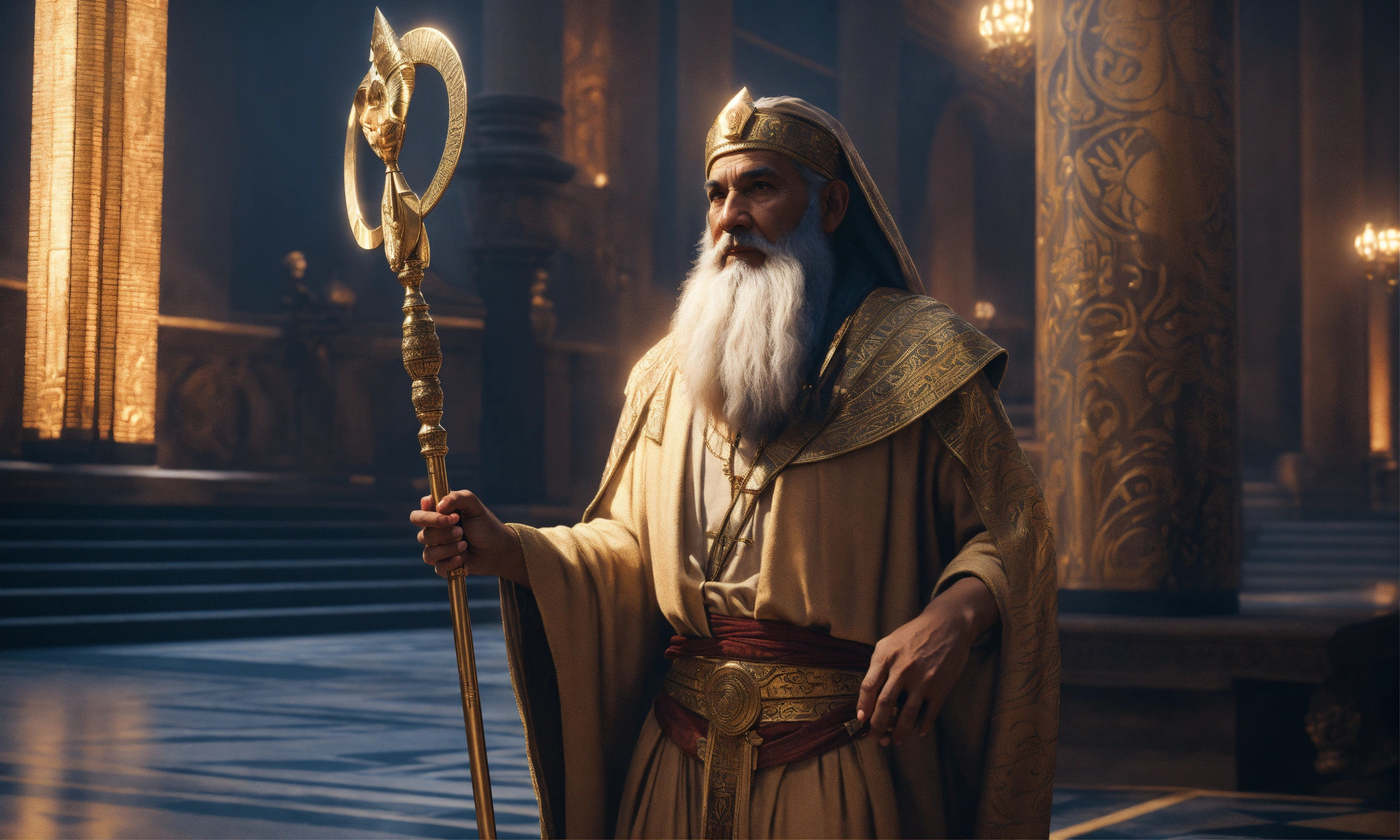 Lexica - Old Moses with his staff, Hebrew robes, talking to Pharaoh ...