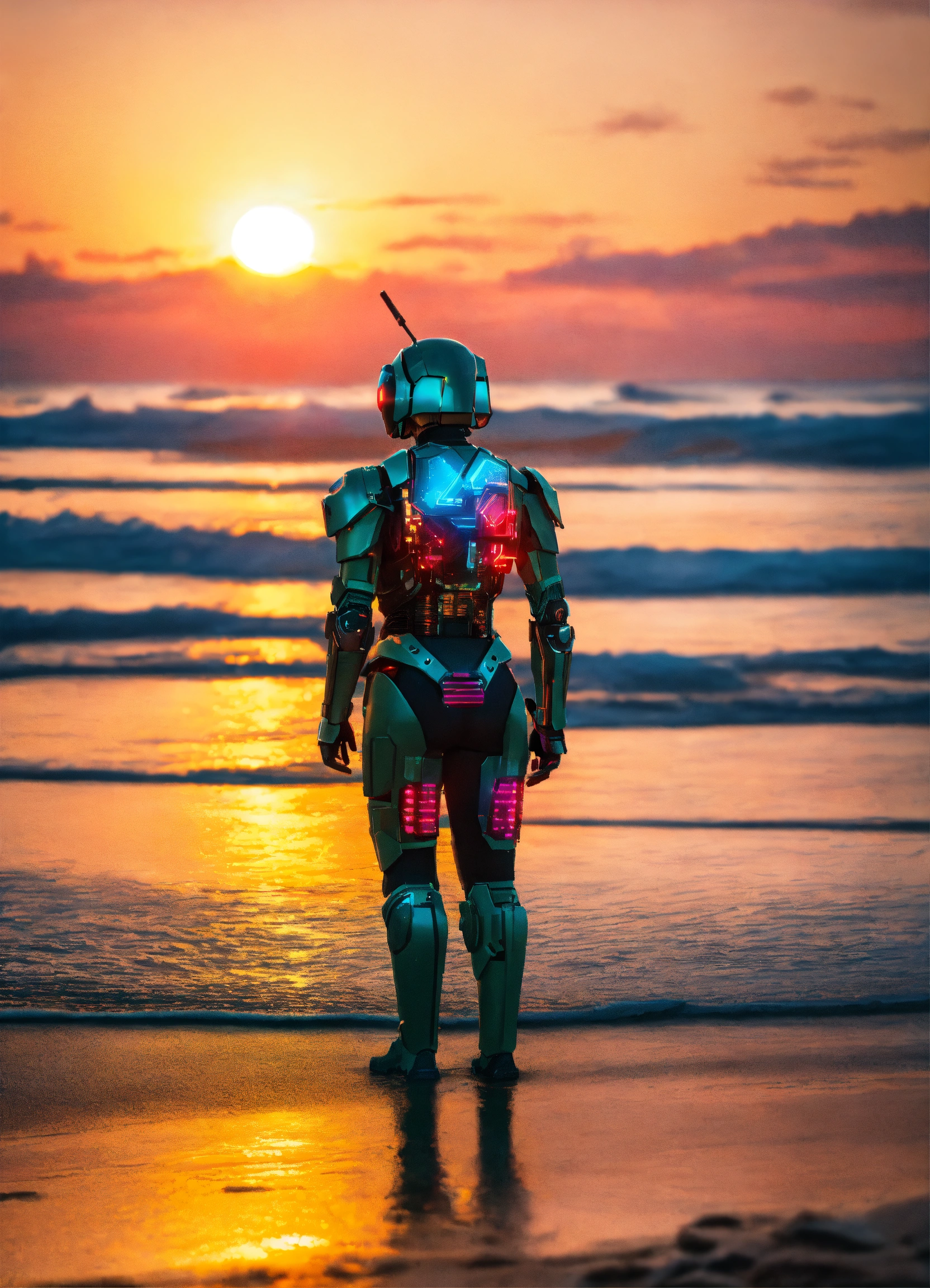 Lexica - View of the back of a very human looking cyberpunk android on ...