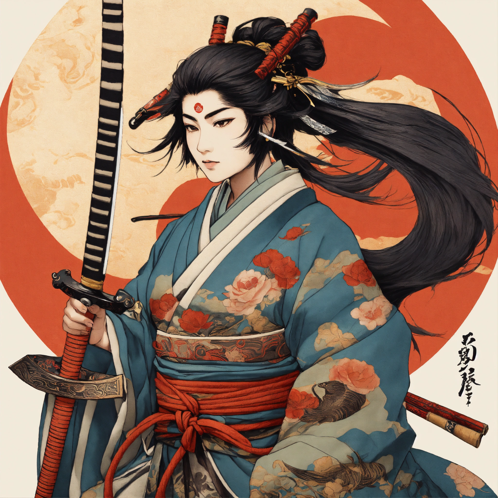 Lexica - There is an indian girl with a sword on a white background ...
