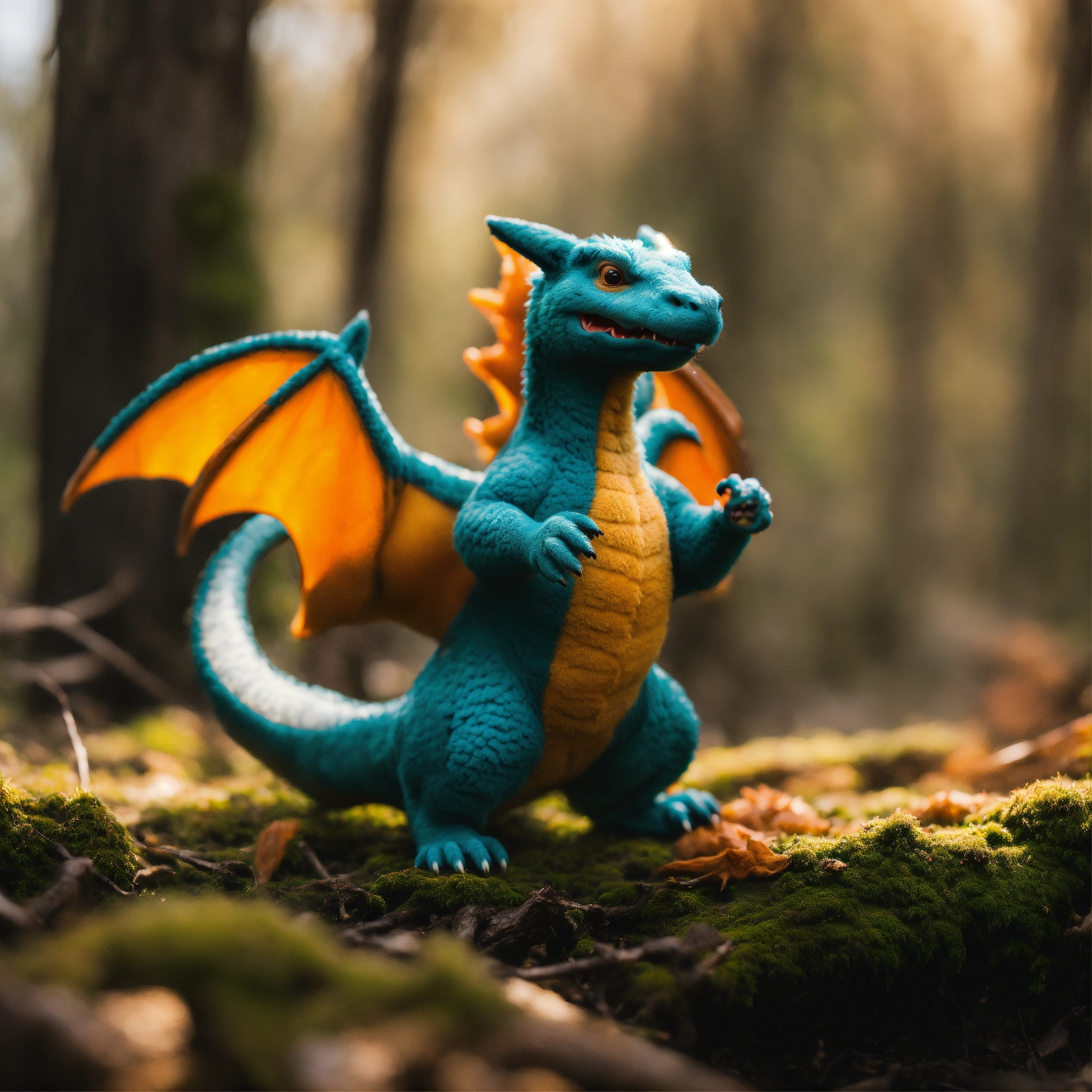 Lexica - A realistic charizard animal among the trees, forest lake ...
