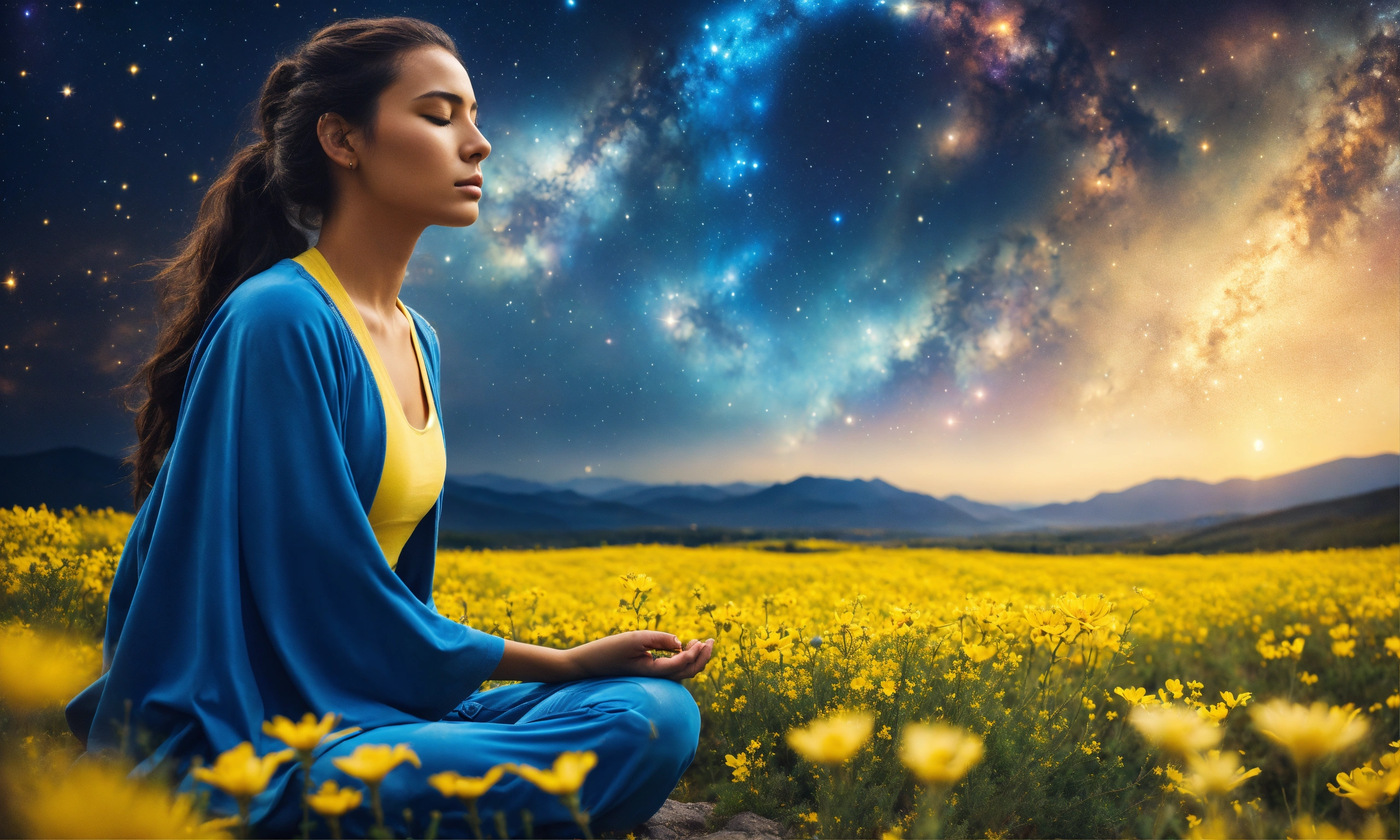 Lexica - Beautiful woman in Meditation posture on a mountain ...