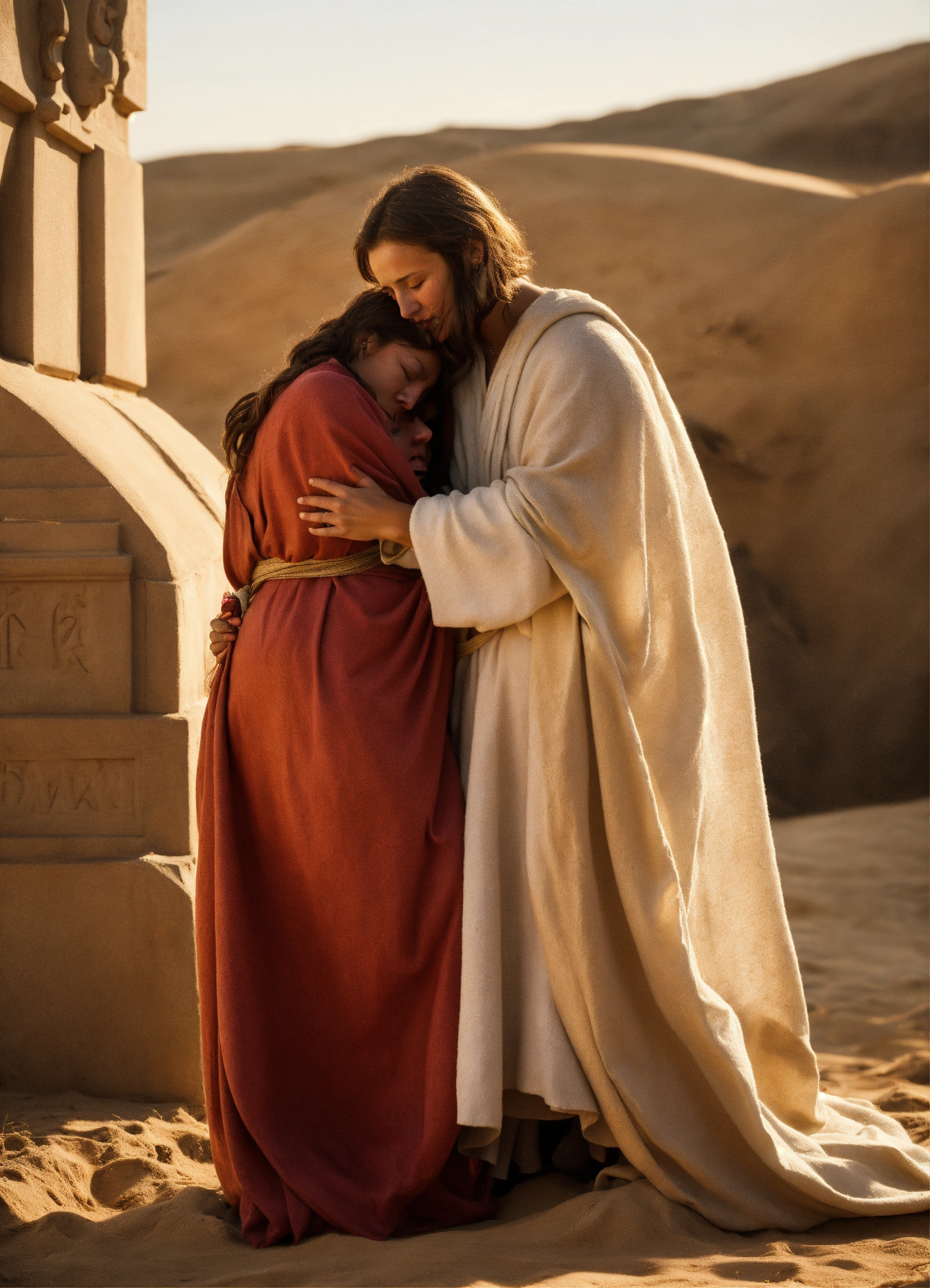 Lexica - Lazarus, still wrapped in pale bandages, stands on sandy ...