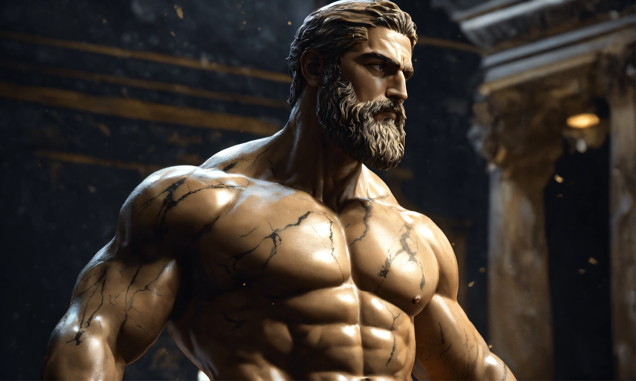 Lexica - A muscular statue of a strong Greek man with a beard and scars ...