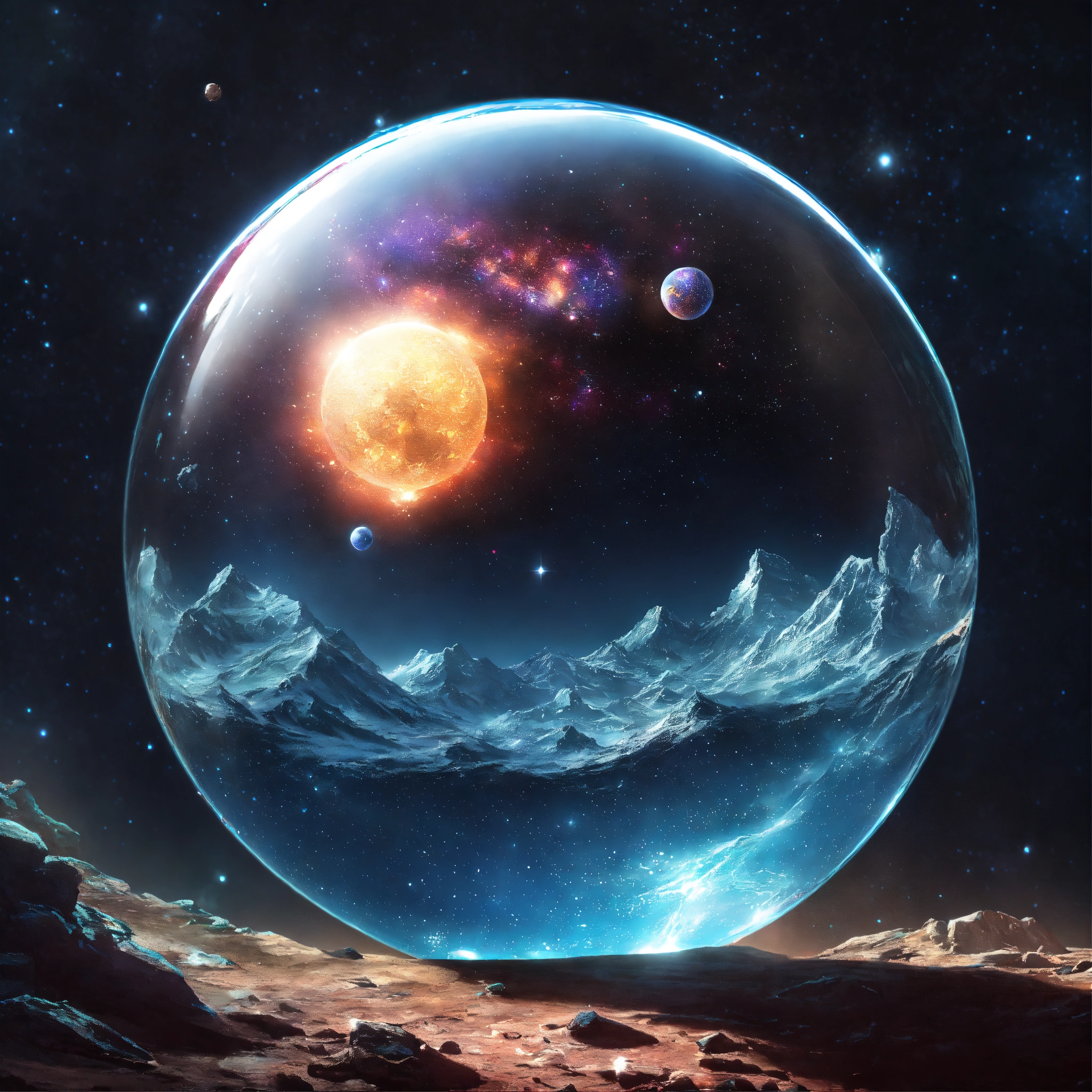 Lexica - A pristine glass orb floating in space.