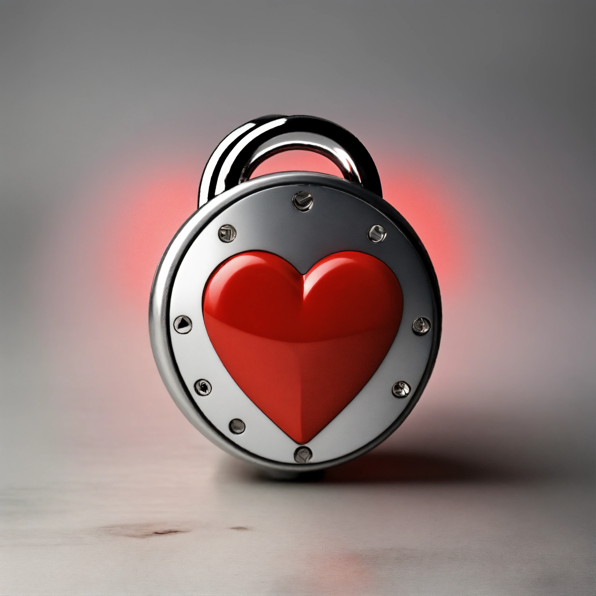 Lexica - Padlock red heart with light gray and white background