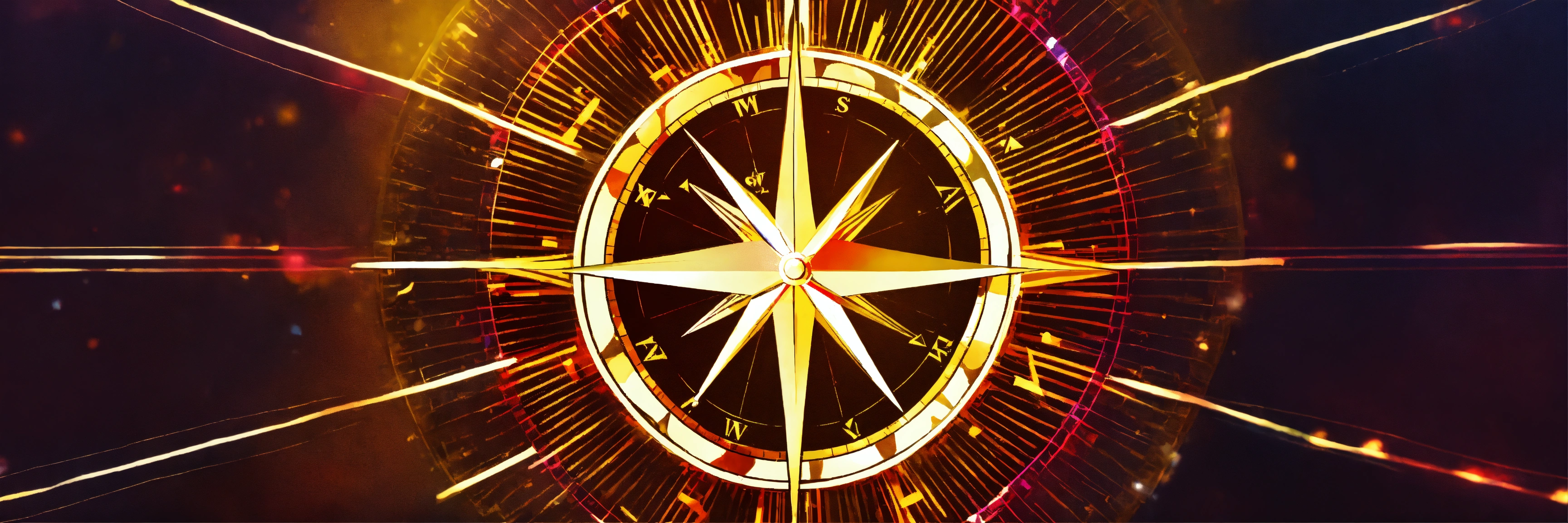 Lexica - A stylized compass with rays of light spreading outwards