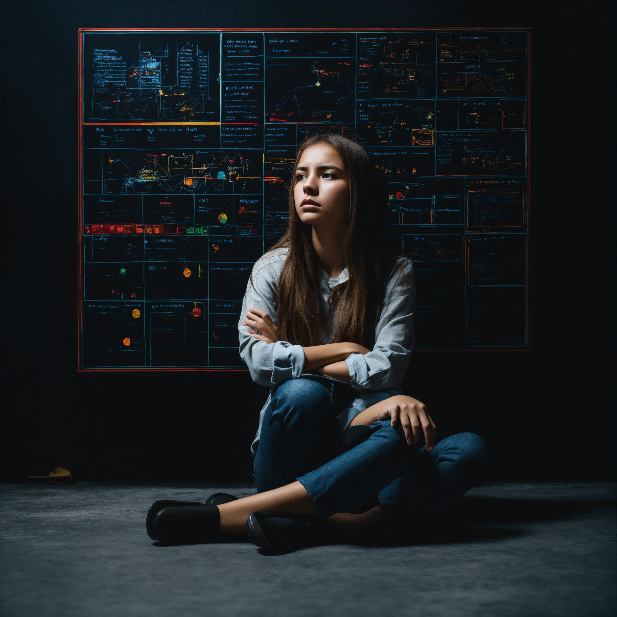 Lexica - The girl doesn’t know what to do, sits, worries and looks for ...