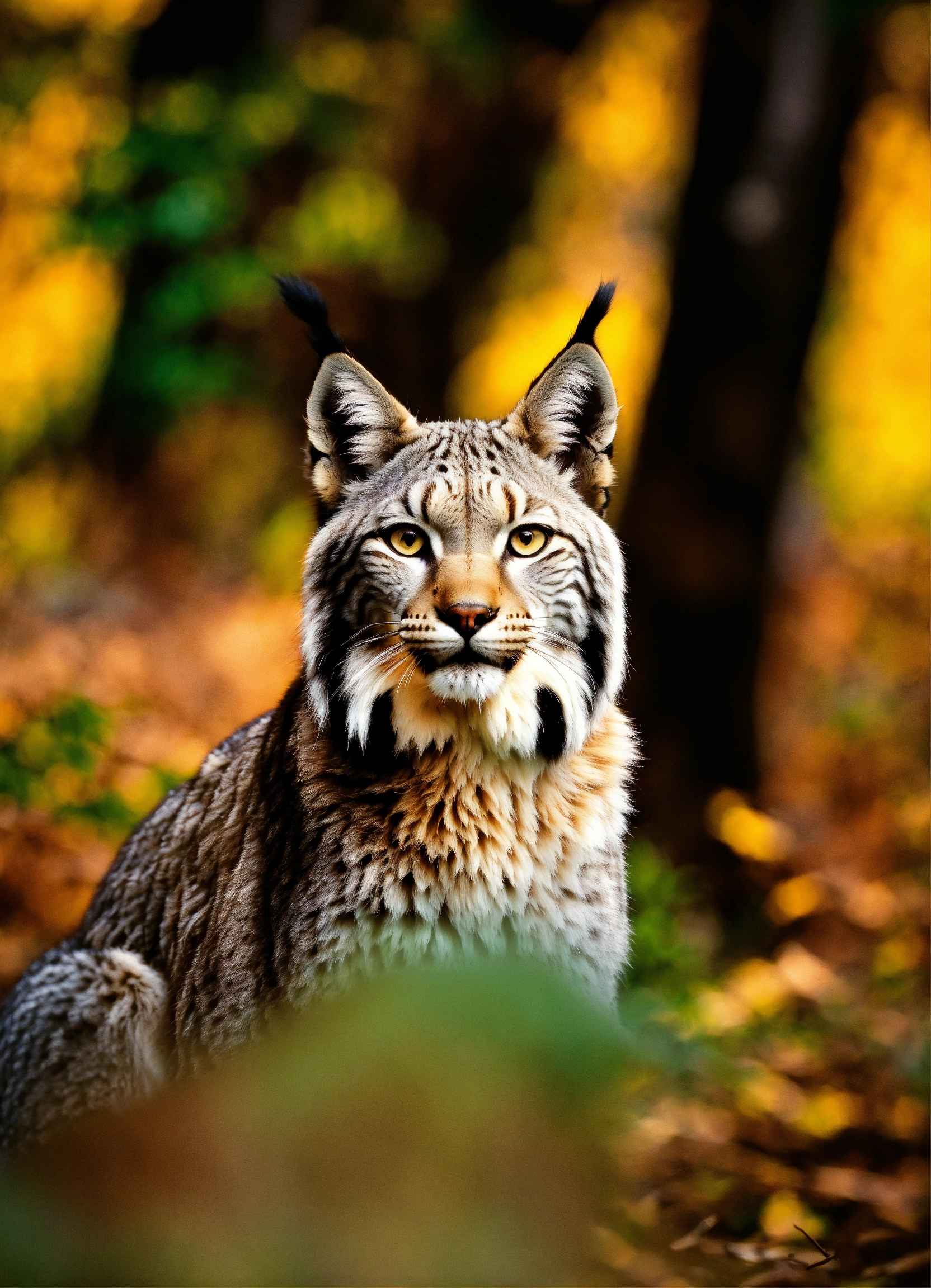 Lexica - Impressionaist, portrait of a grey lynx in a Wisconsin forest