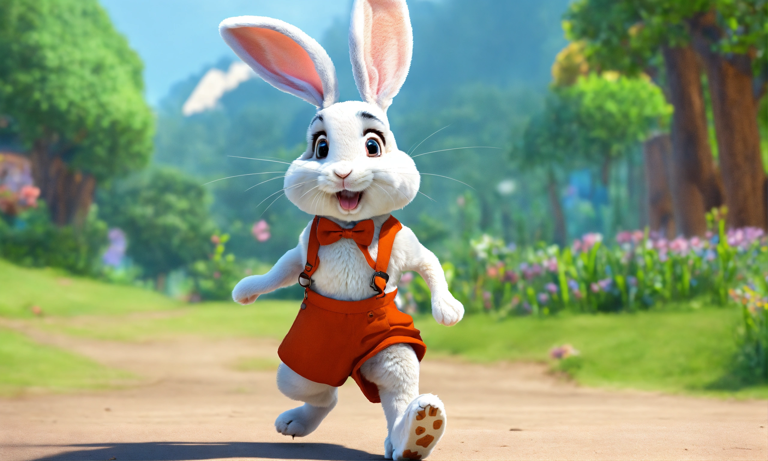 Lexica - Cartoon rabbit walking on 2 legs