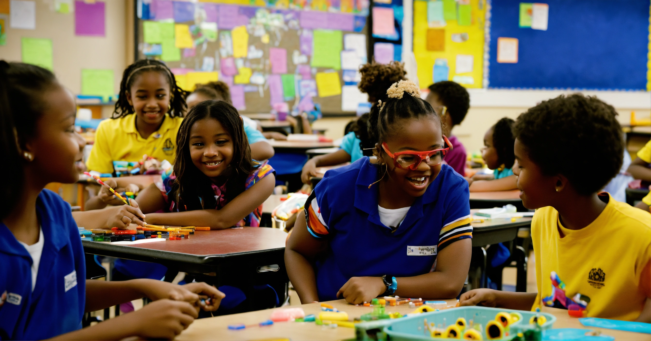Lexica - Color photo of a school professional of color interacting with ...