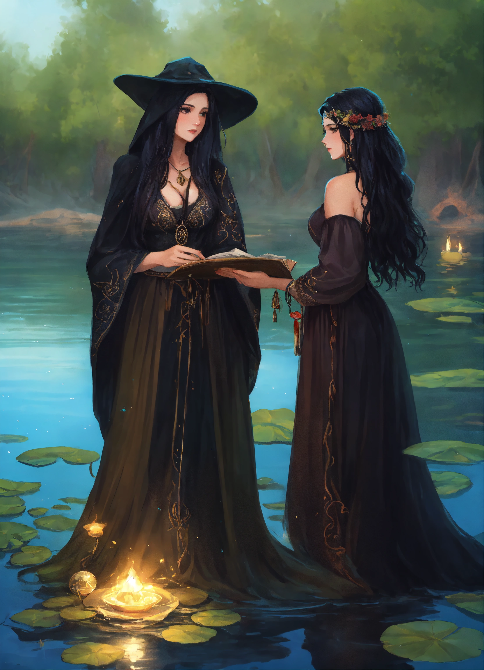 Lexica - A beautiful sorceress with long black hair dressed in a black ...
