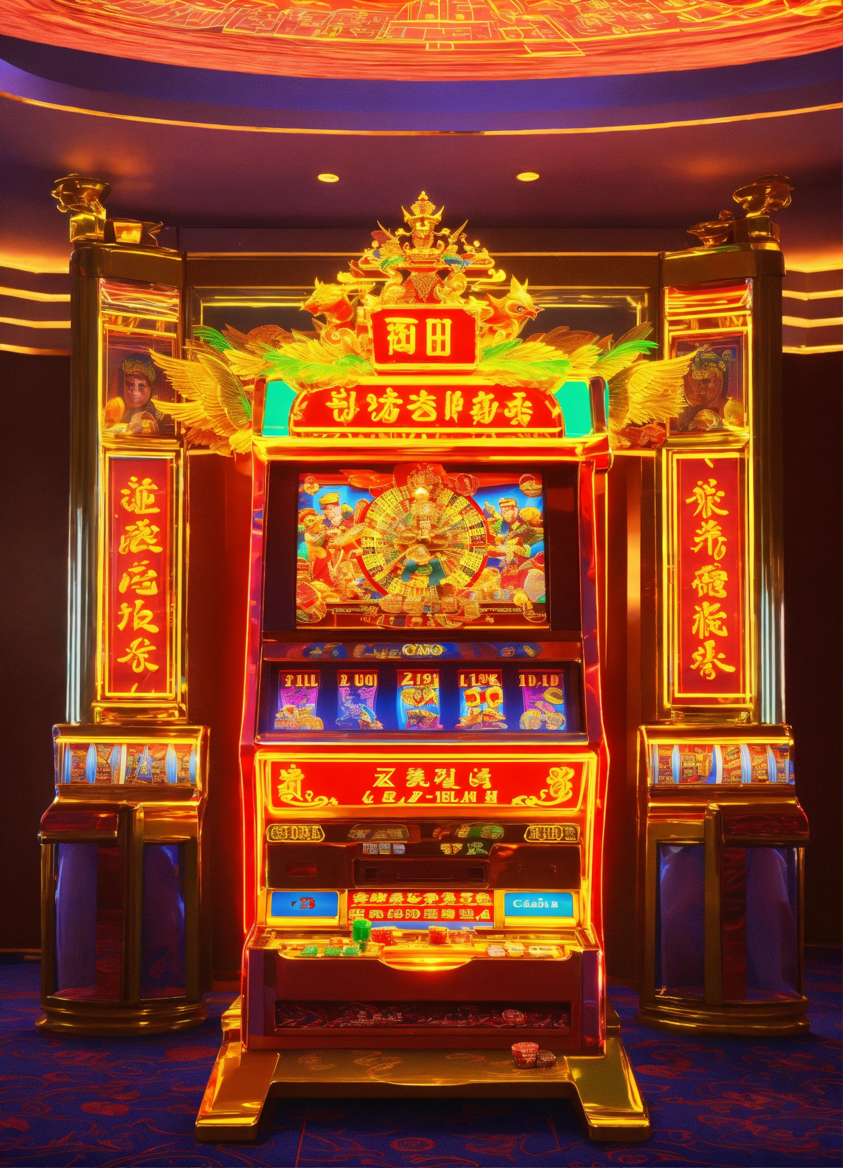 Lexica - 3D REAL GOD HOLY EMPEROR GUAN casino slot machine in the ...