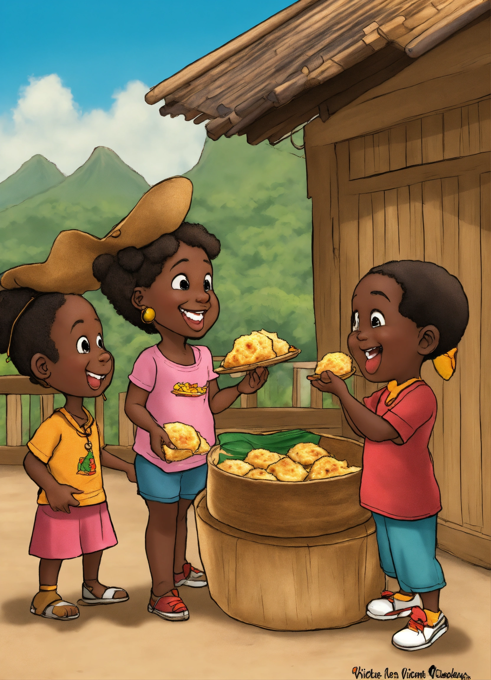 lexica-a-cartoon-of-dancing-talking-caribbean-fried-dumplings-sharing