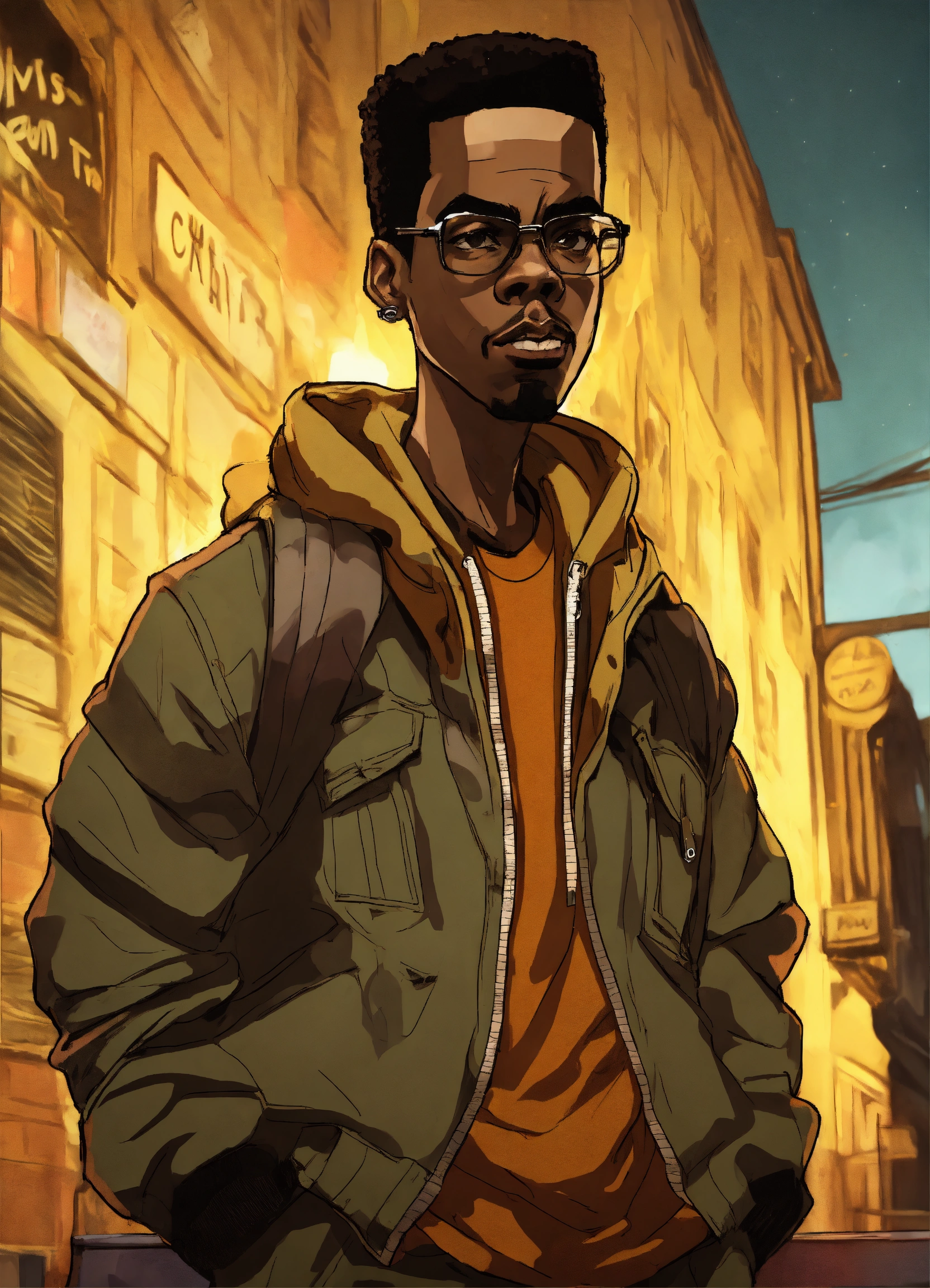 Lexica - Hip hop art style Chris Rock boondocks full body