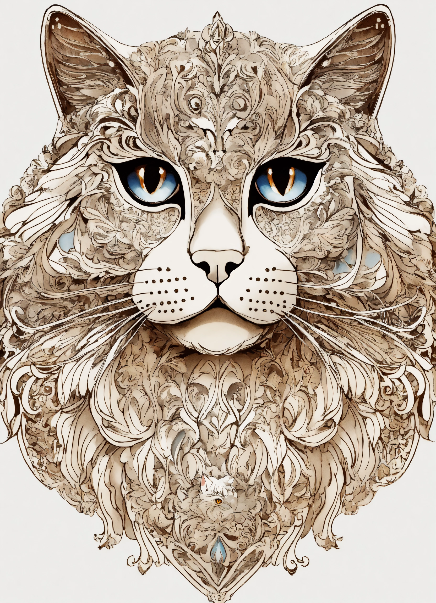Lexica - Png white background, Persian cat, in the style of filigree
