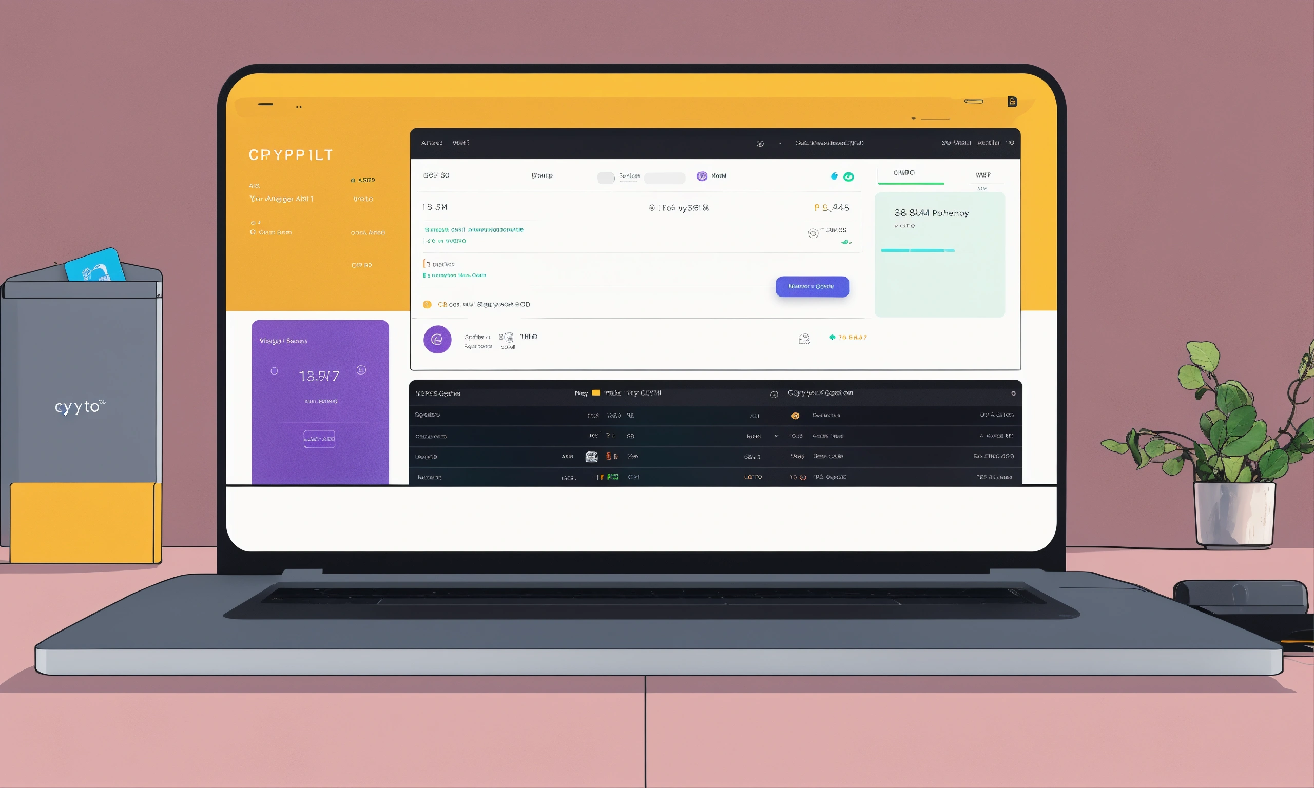 Lexica - A minimal illustrated image depicting a ledger hardware crypto ...