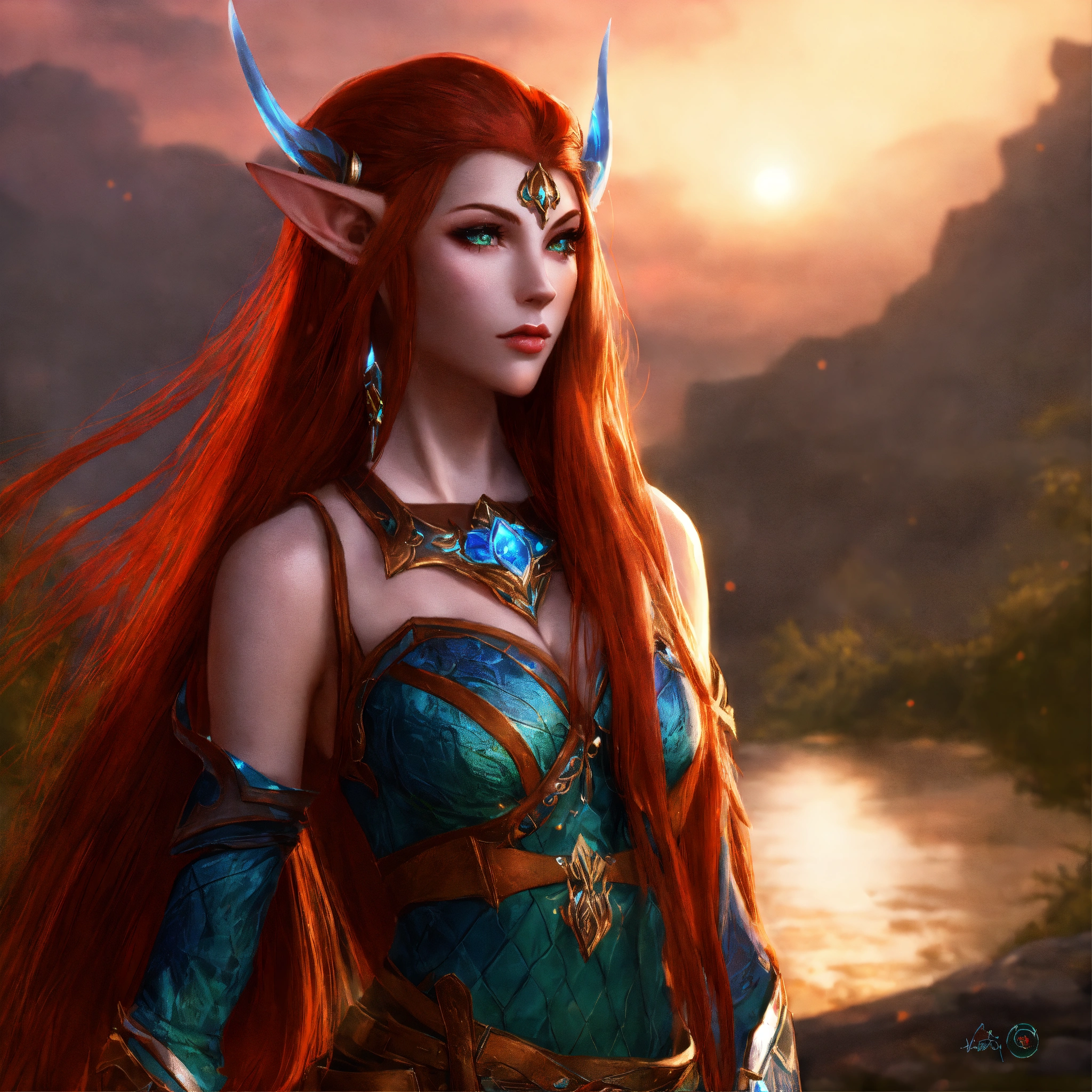 Lexica - A beautiful female night elf with long red hair