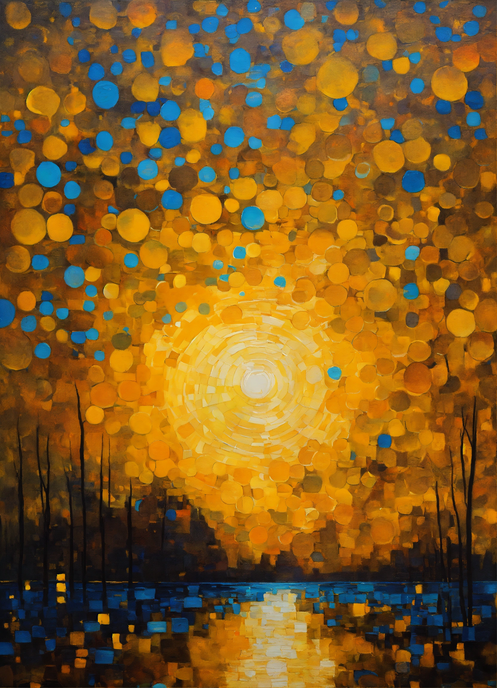 Lexica - Abstract and minimalist oil painting of a beautiful and starry ...