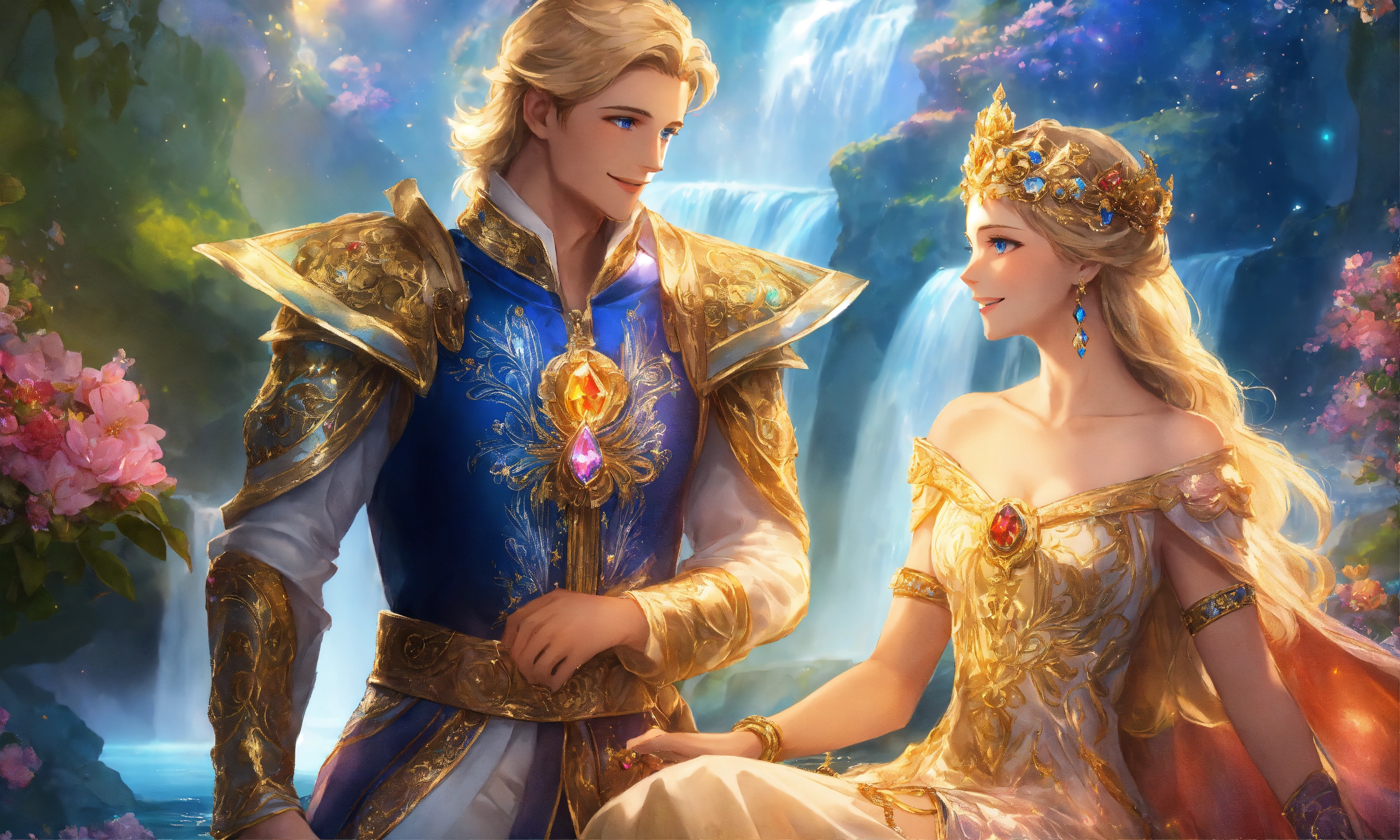 Lexica - Beautiful prince and princess of the stars smiling blonde with ...