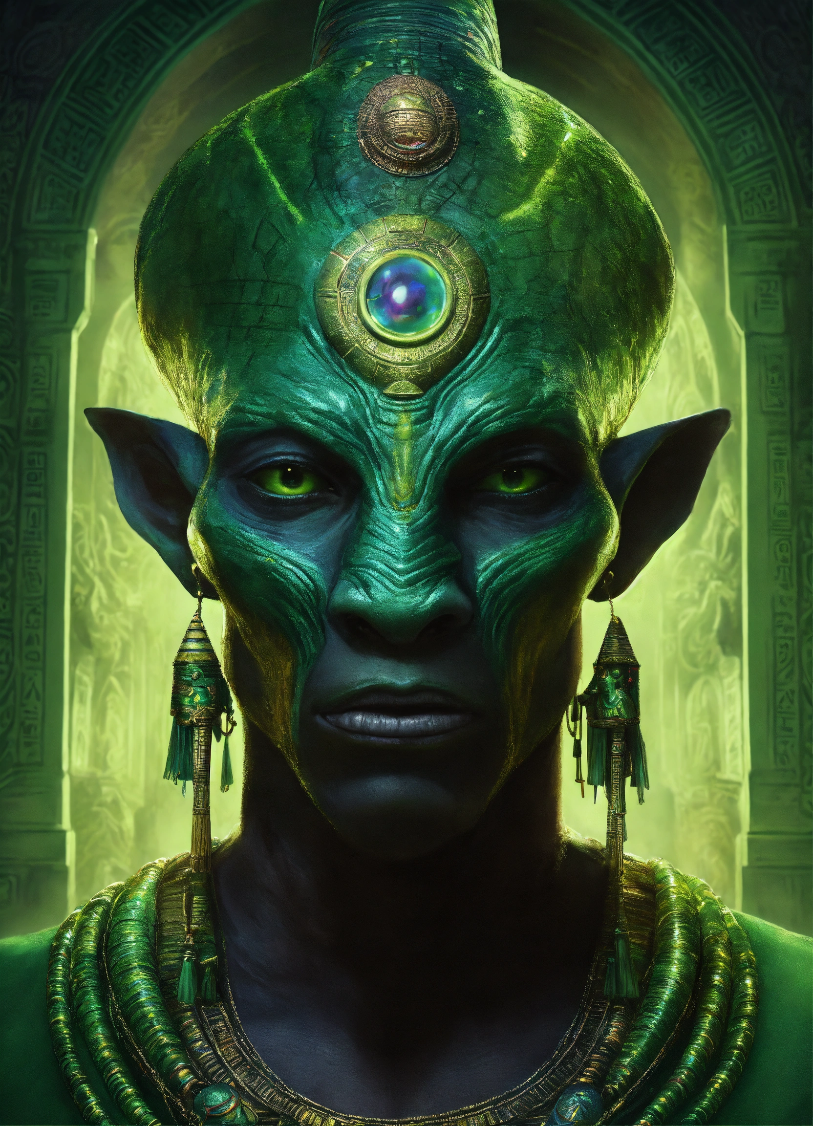 Lexica - Portrait a black and green alien monster dressed like a ...