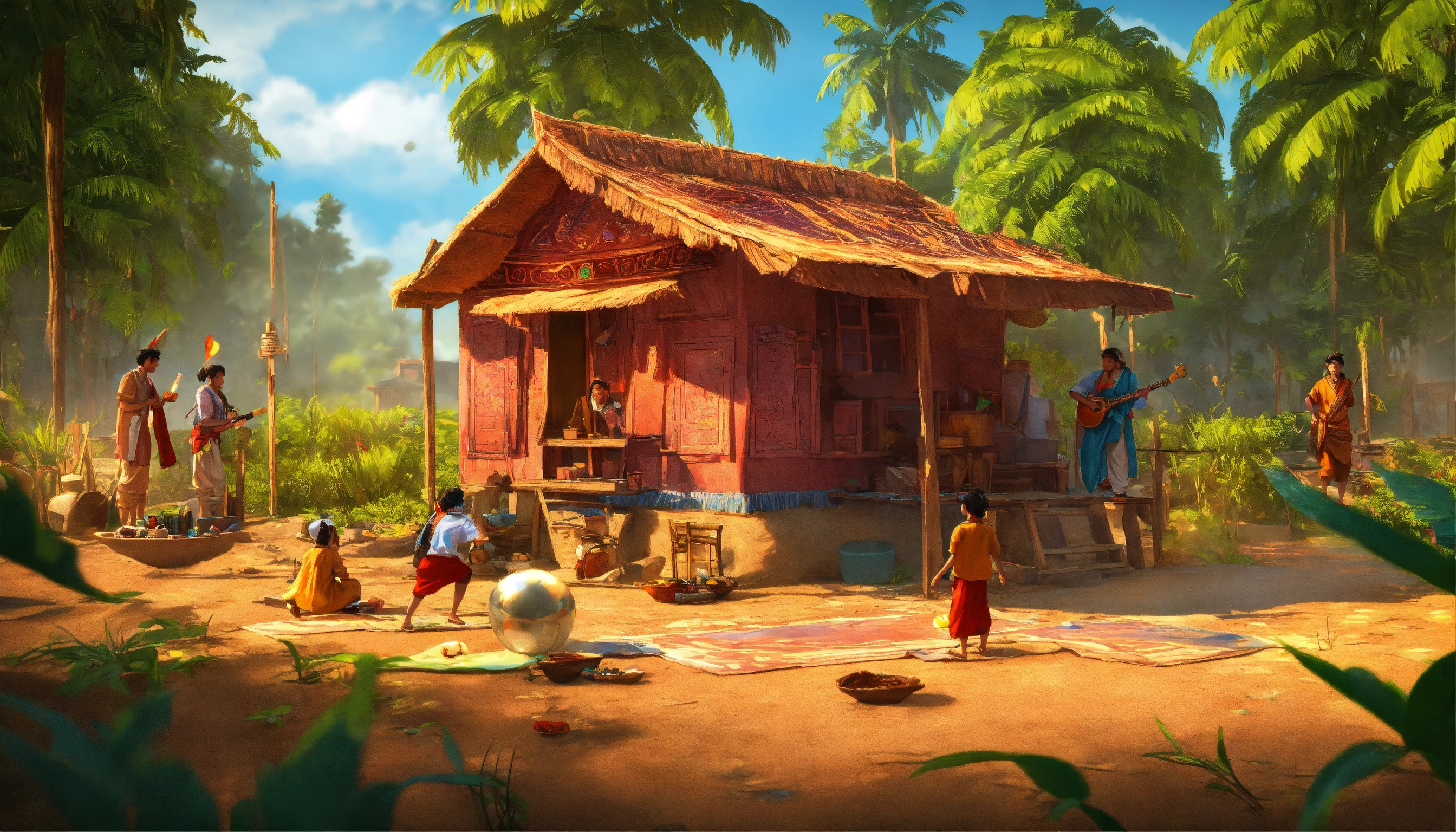 Lexica - A 3d cartoon pictures of Indian village storybook illustration ...