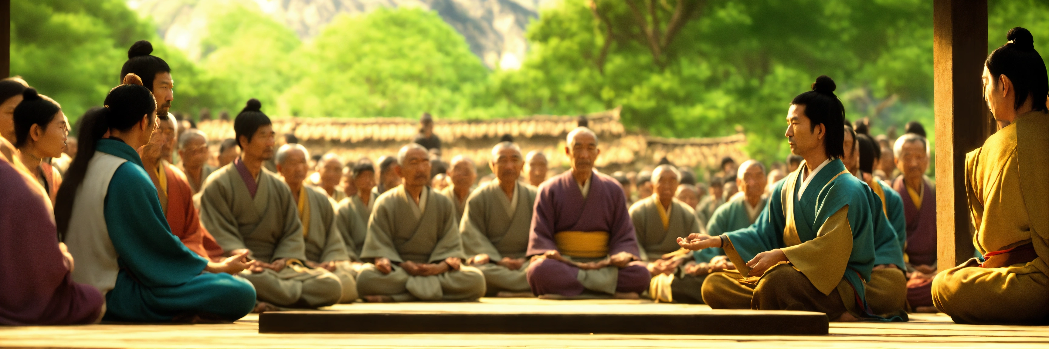Lexica - Create an image of the Zen master preaching to a group of ...