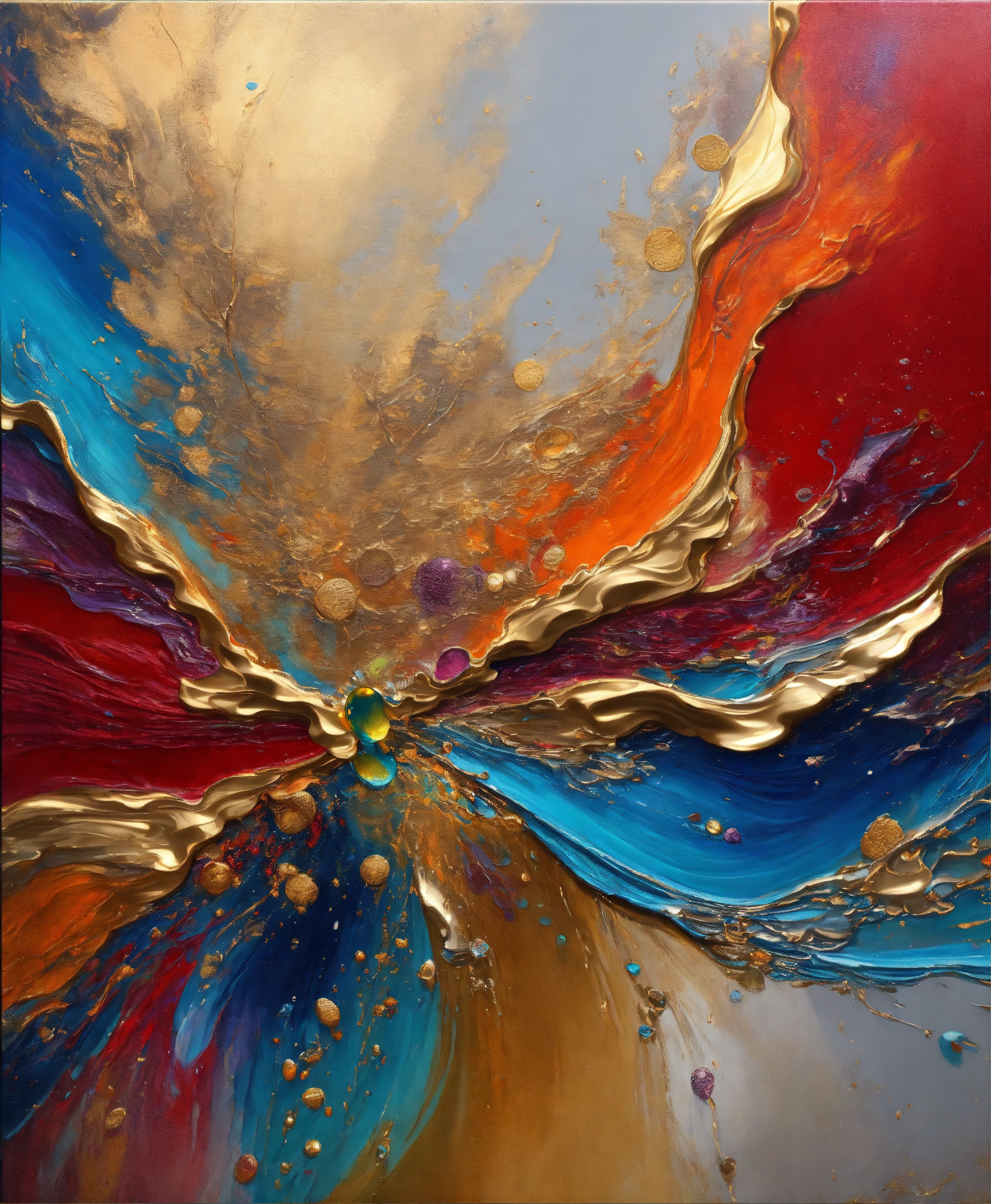 Lexica - Colorful abstract painting oil and water complex complicated ...