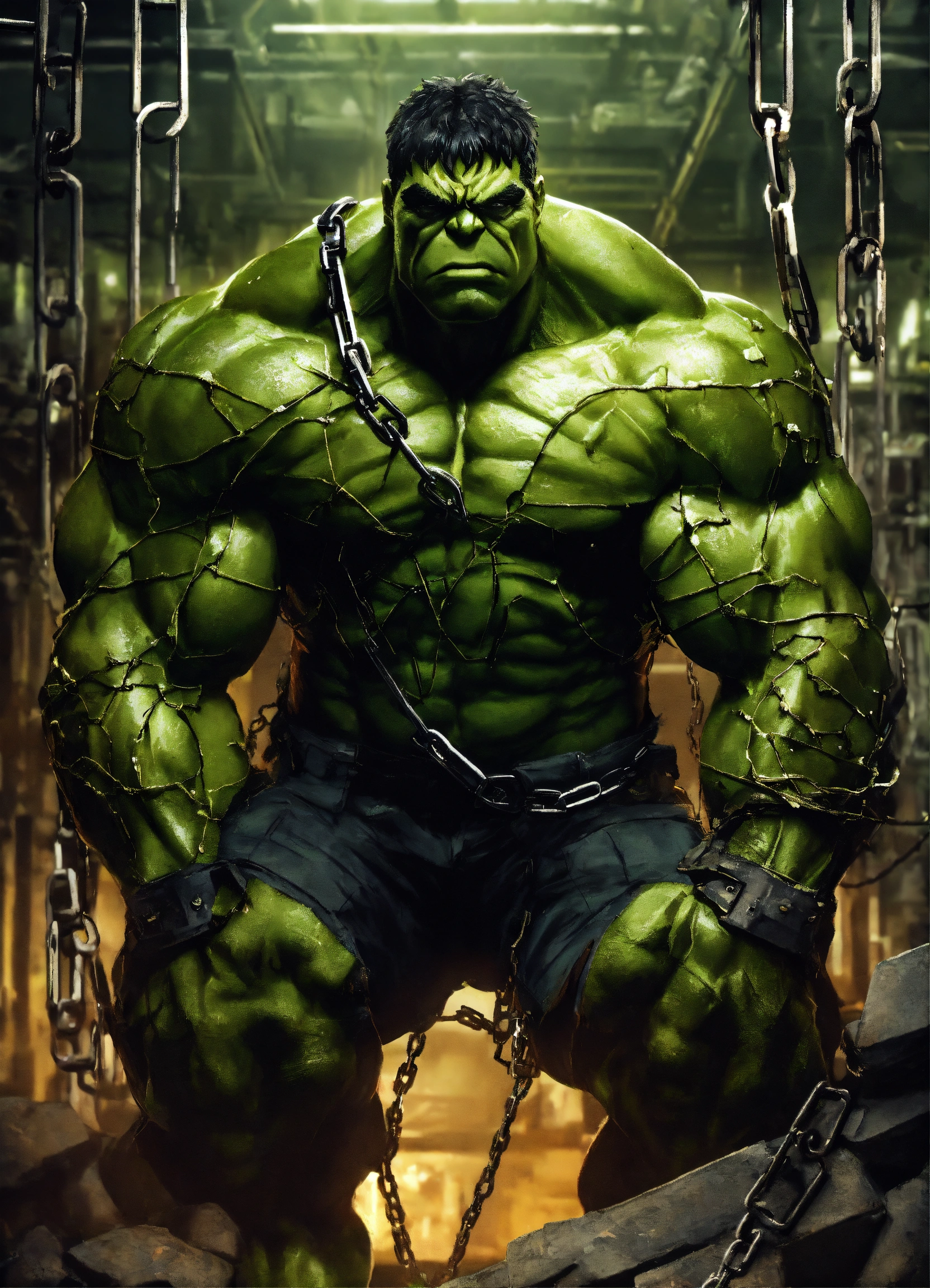 Lexica - Hulk, captured and chained, dystopian future, torn futuristic ...