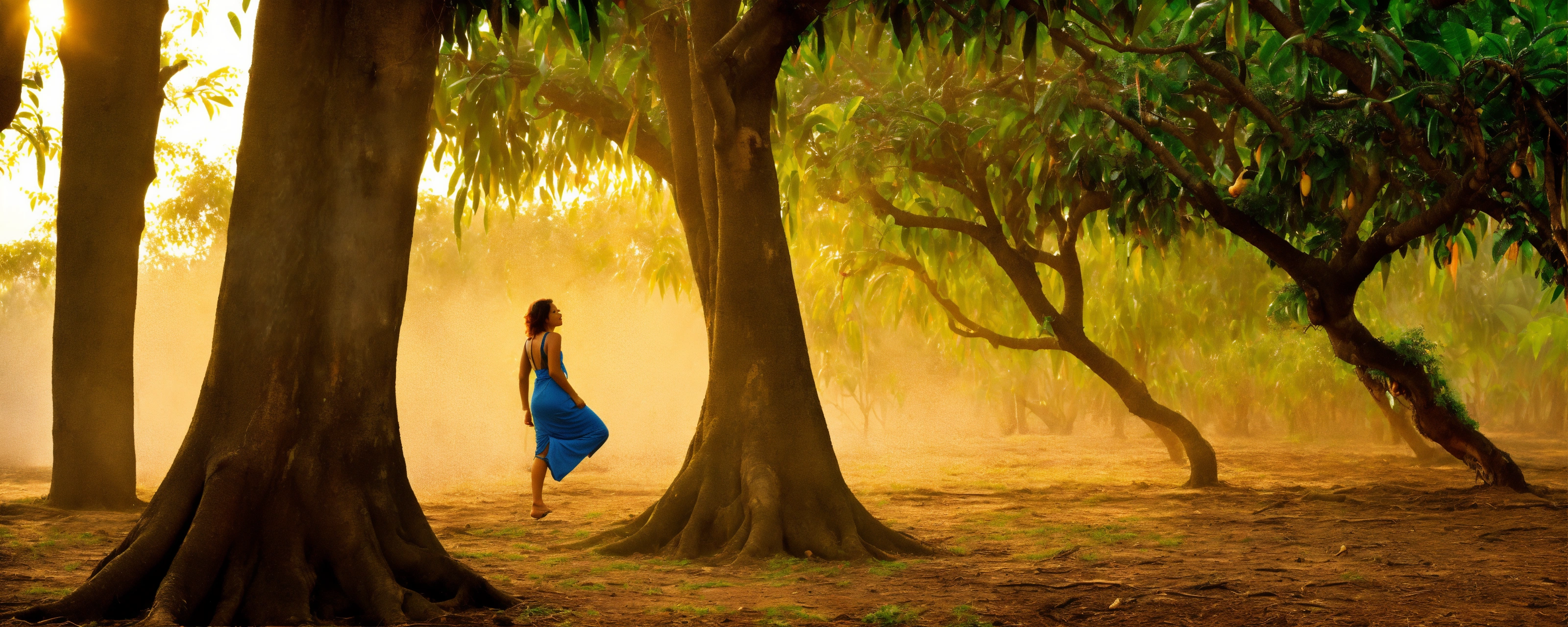 Lexica - A woman whose legs turn into the trunk of a mango tree, her ...
