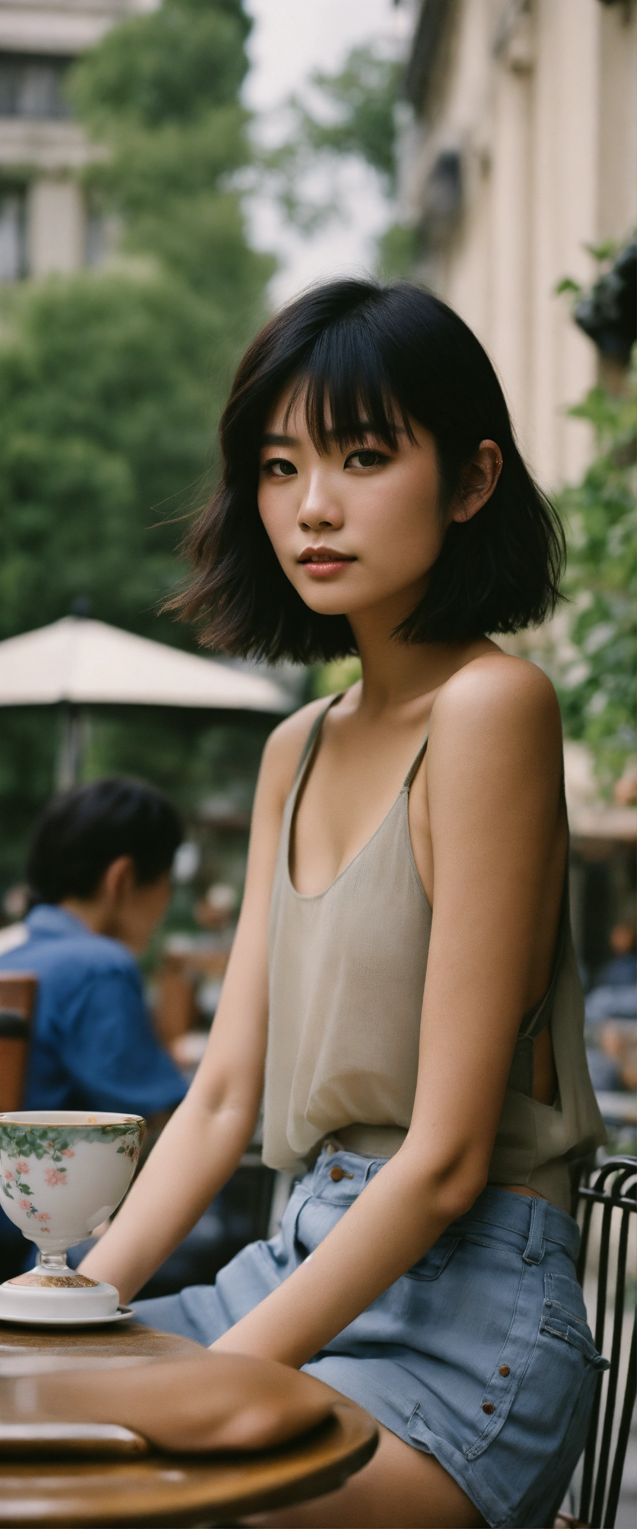 Lexica - Portrait of a beautiful Japanese fashion model with bob-cut ...