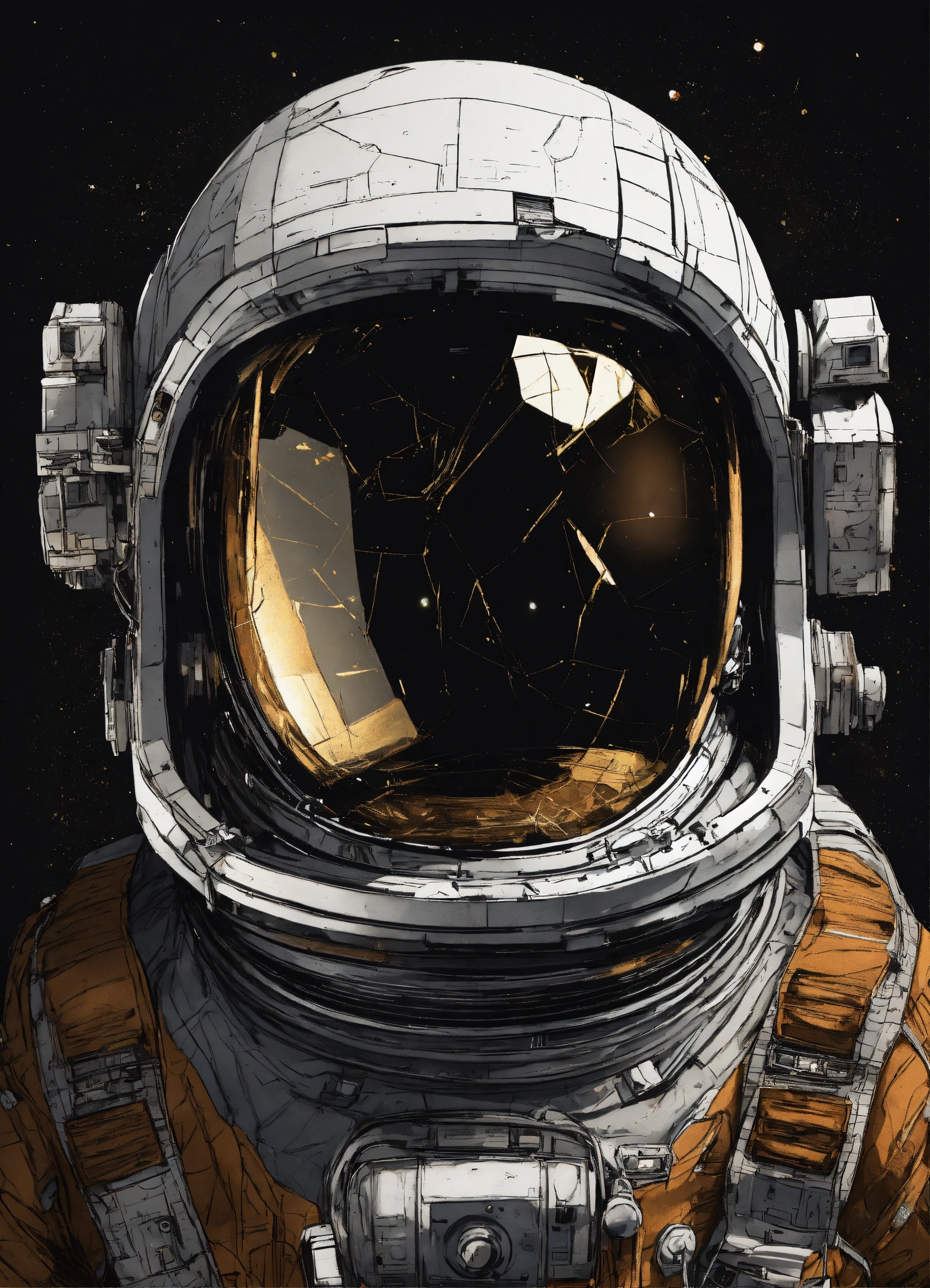 Lexica - Shattered single astronaut helmet without a space suit ...