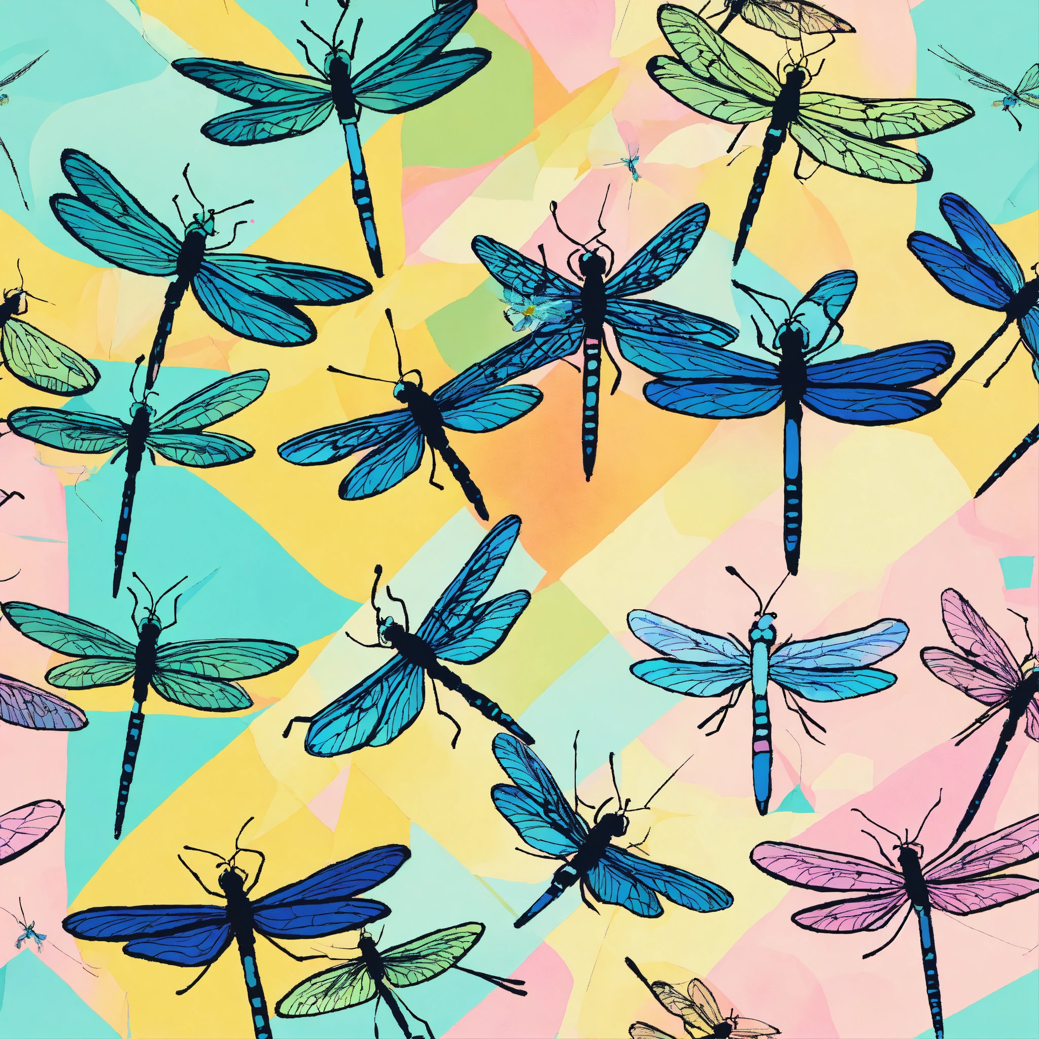 Lexica - Imagine a seamless pattern with many small dragonflies with ...