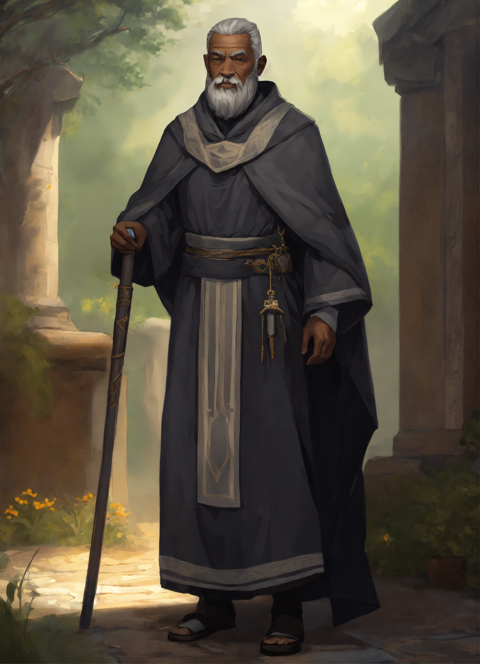 Lexica - Old man wearing gray and black monastic robes, gray short hair ...