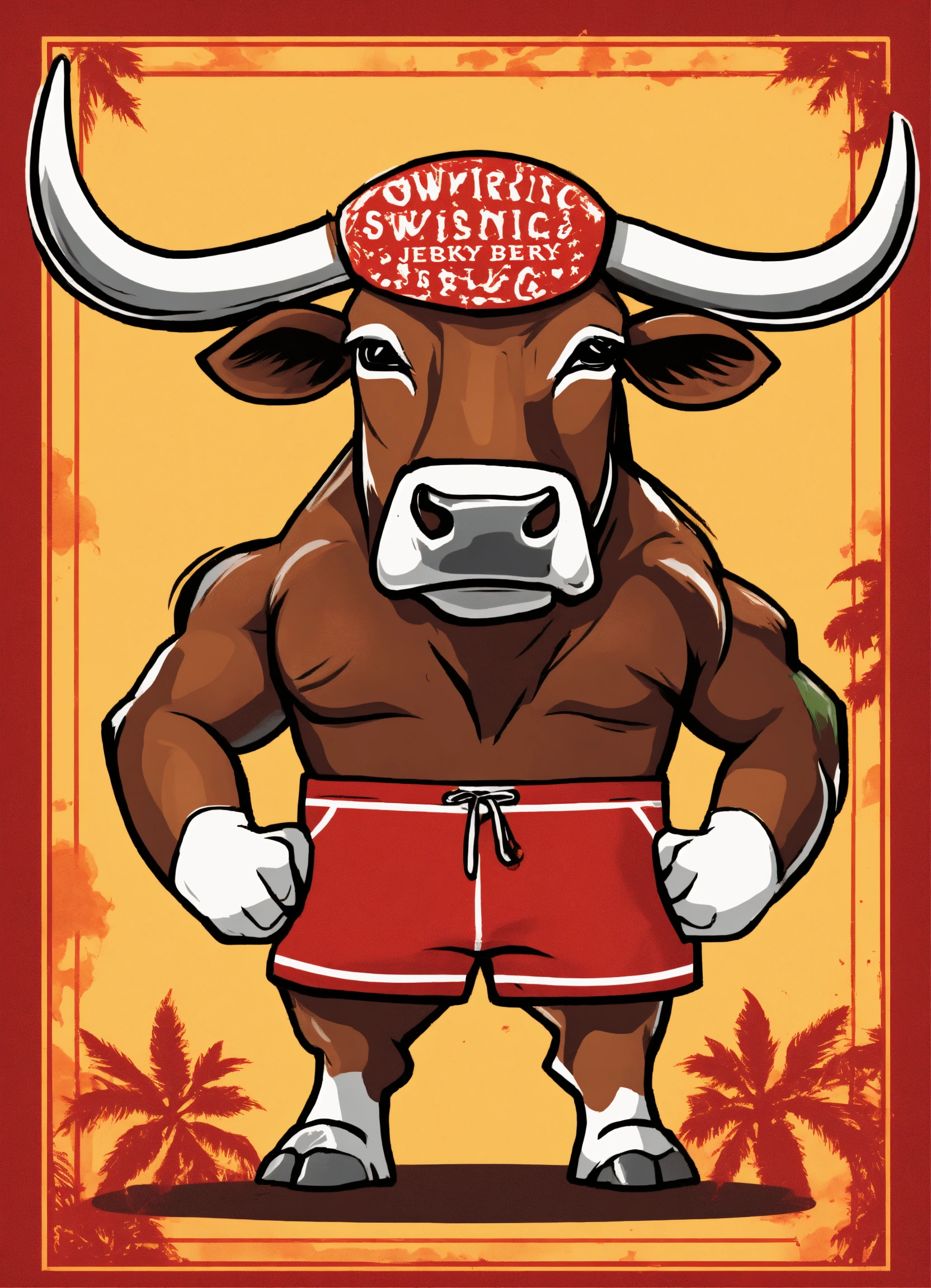 Lexica - A riped bull that flexes his arms up and wearing sunglasess ...