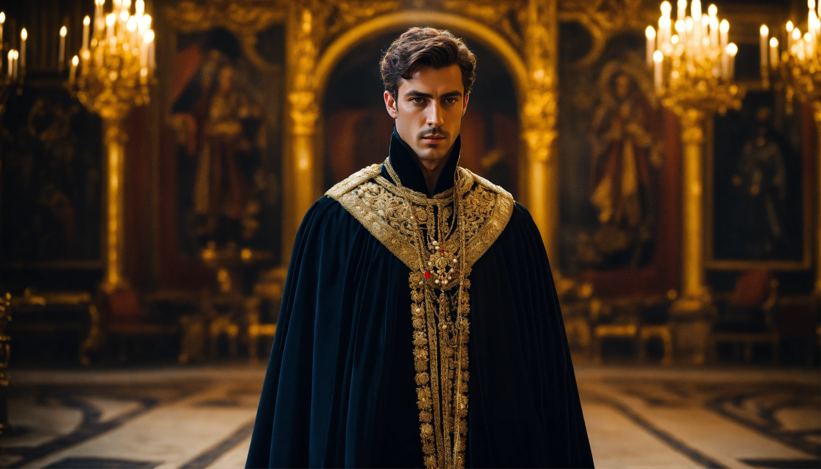 Lexica - Dramatic portrait of a young and handsome villainous French ...
