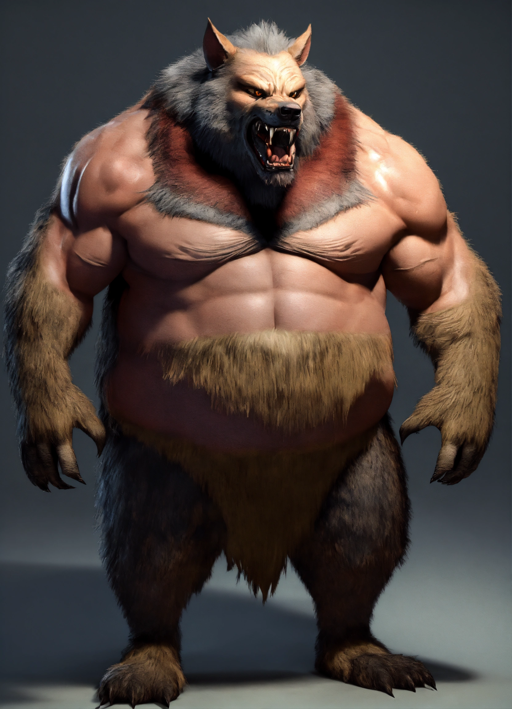 Lexica - Werewolf with enormous belly, 3D style