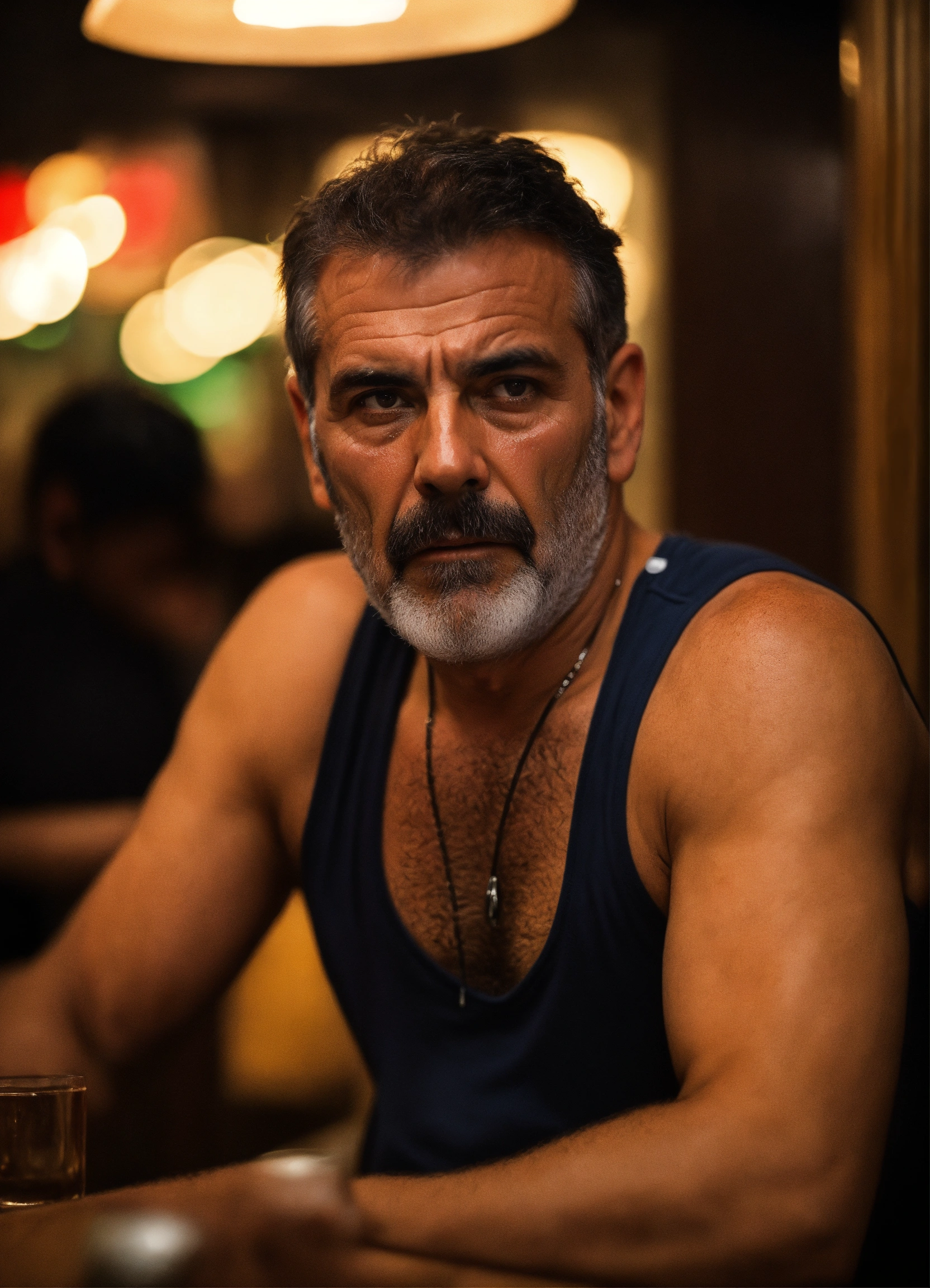Lexica - Intimidating Italian uncle, glistening with perspiration.