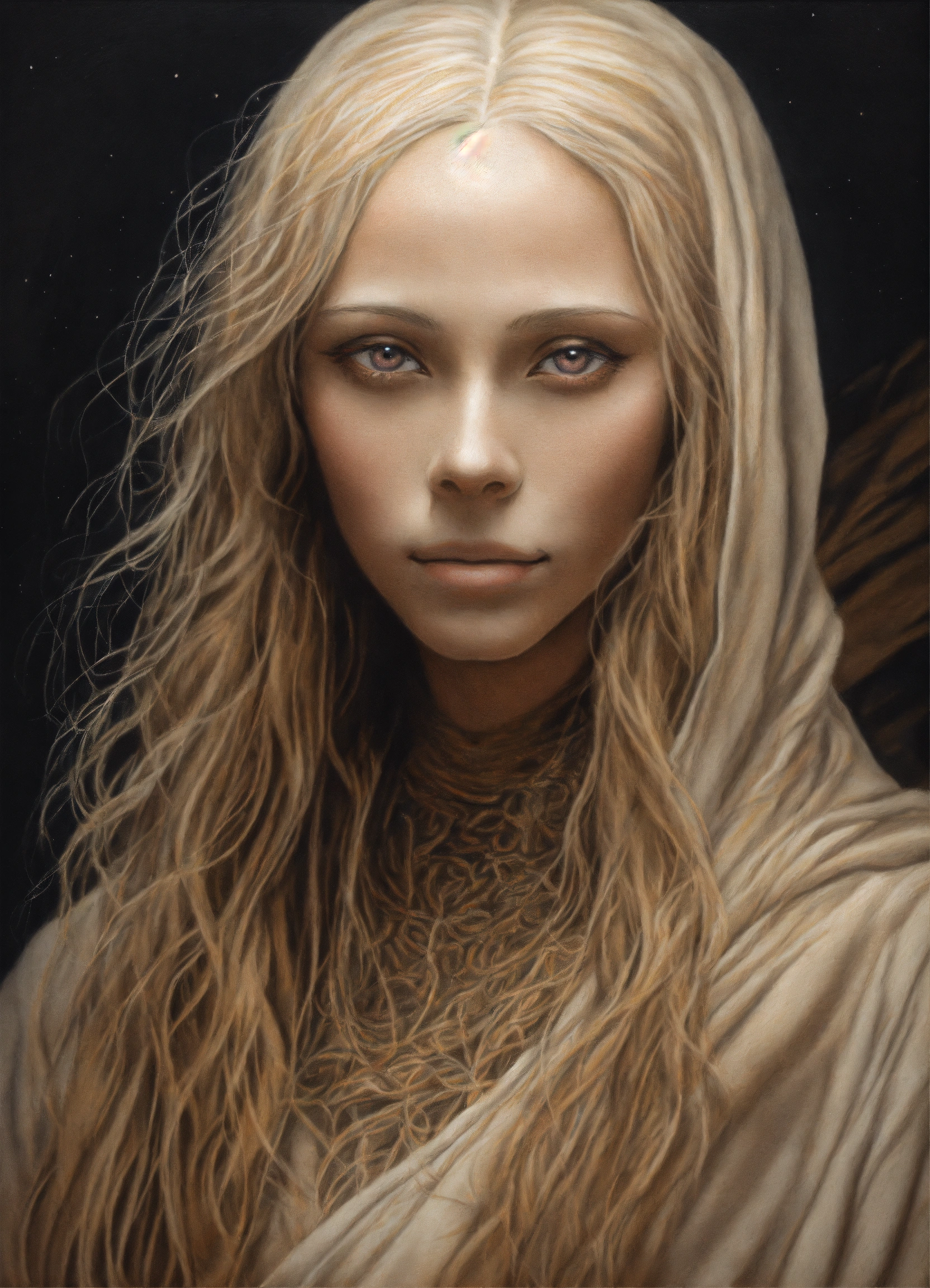 Lexica Realistic Colored Pencil Drawing Of Portrait Of A Beautiful Spiritual Female Humanoid 