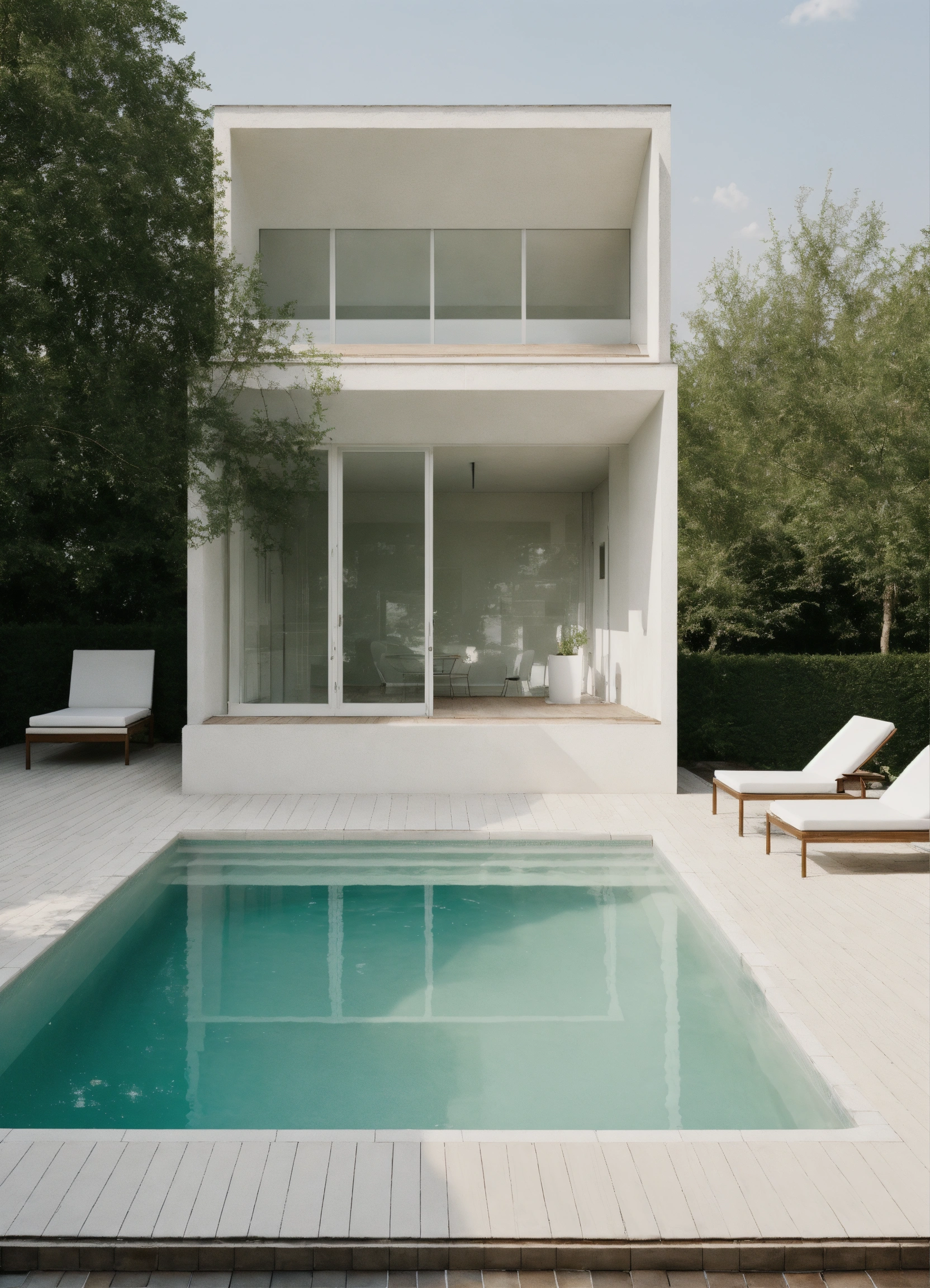 Lexica - Outdoor swimming pool ussr interior design minimalism white color