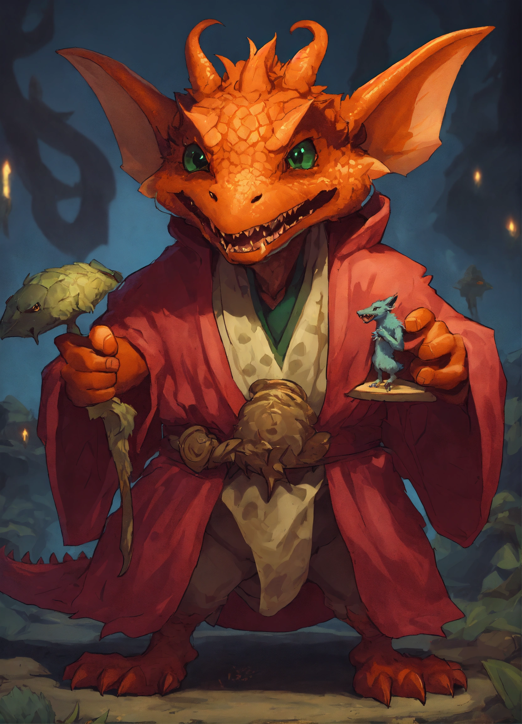 Lexica - A funny, wild Kobold sorcerer surrounded by much larger ...