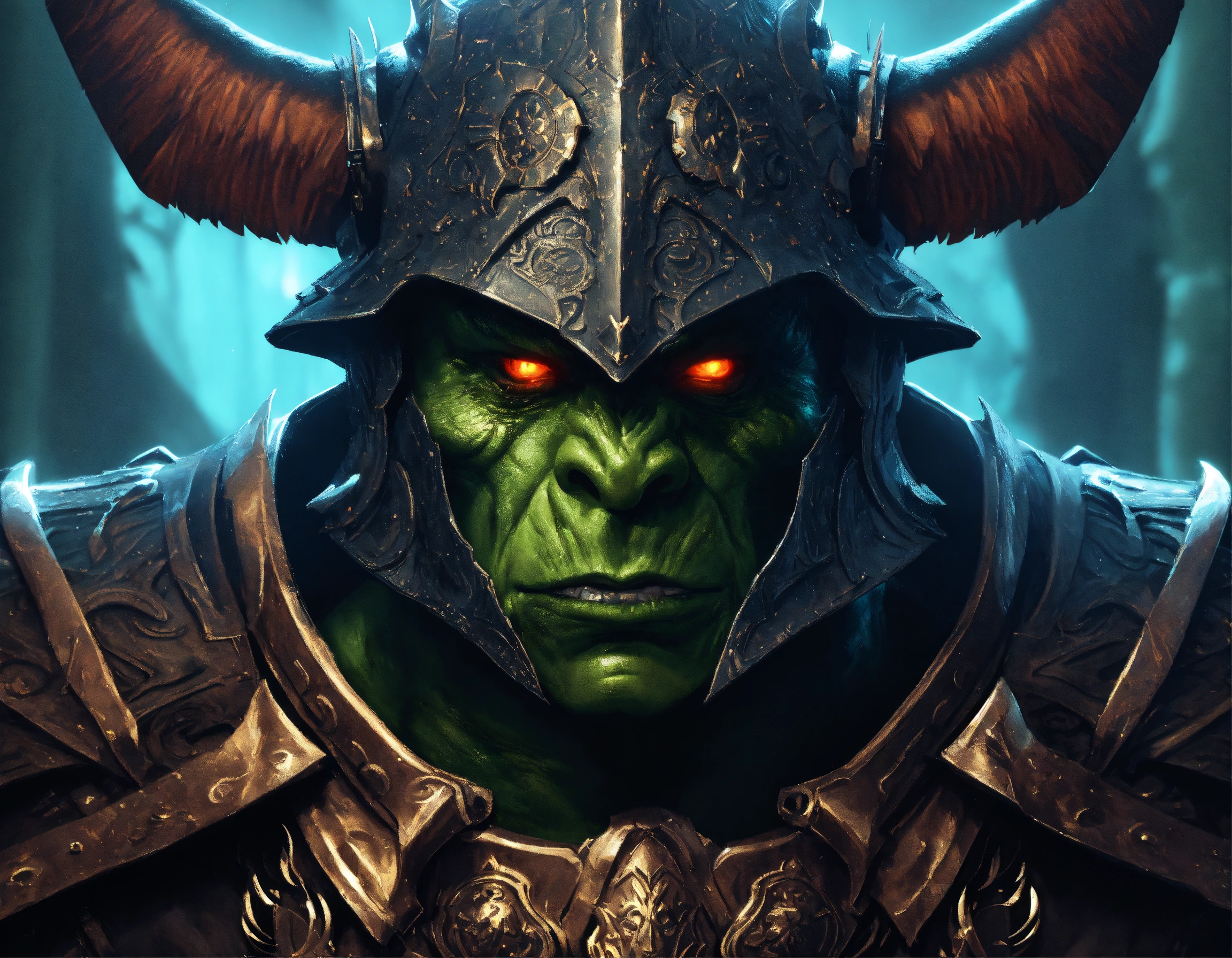 Lexica - A close up of an orc wearing a helmet, symmetrical epic ...