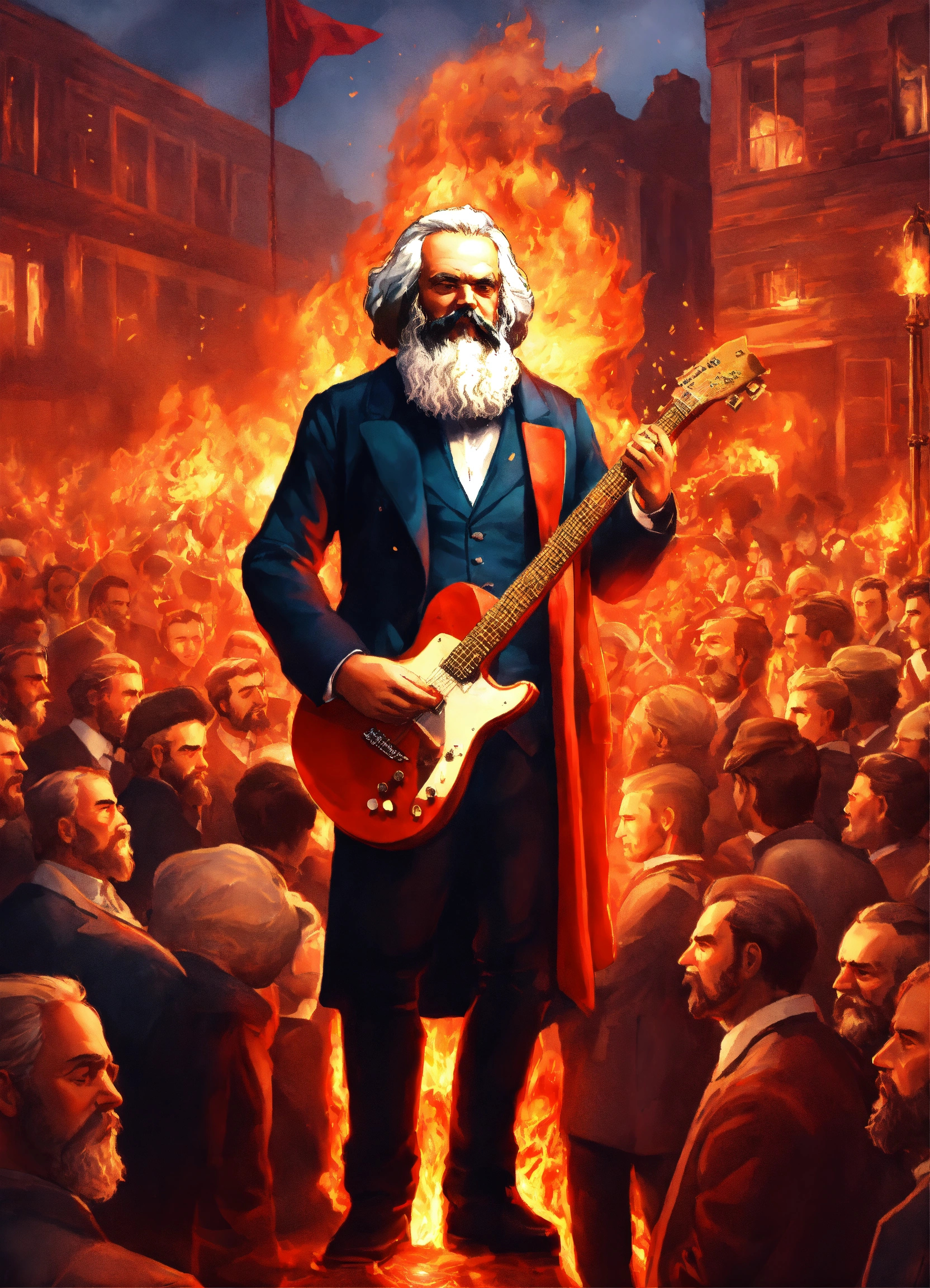 Lexica - Illustration Karl Marx figure, surrounded by a fervent crowd ...