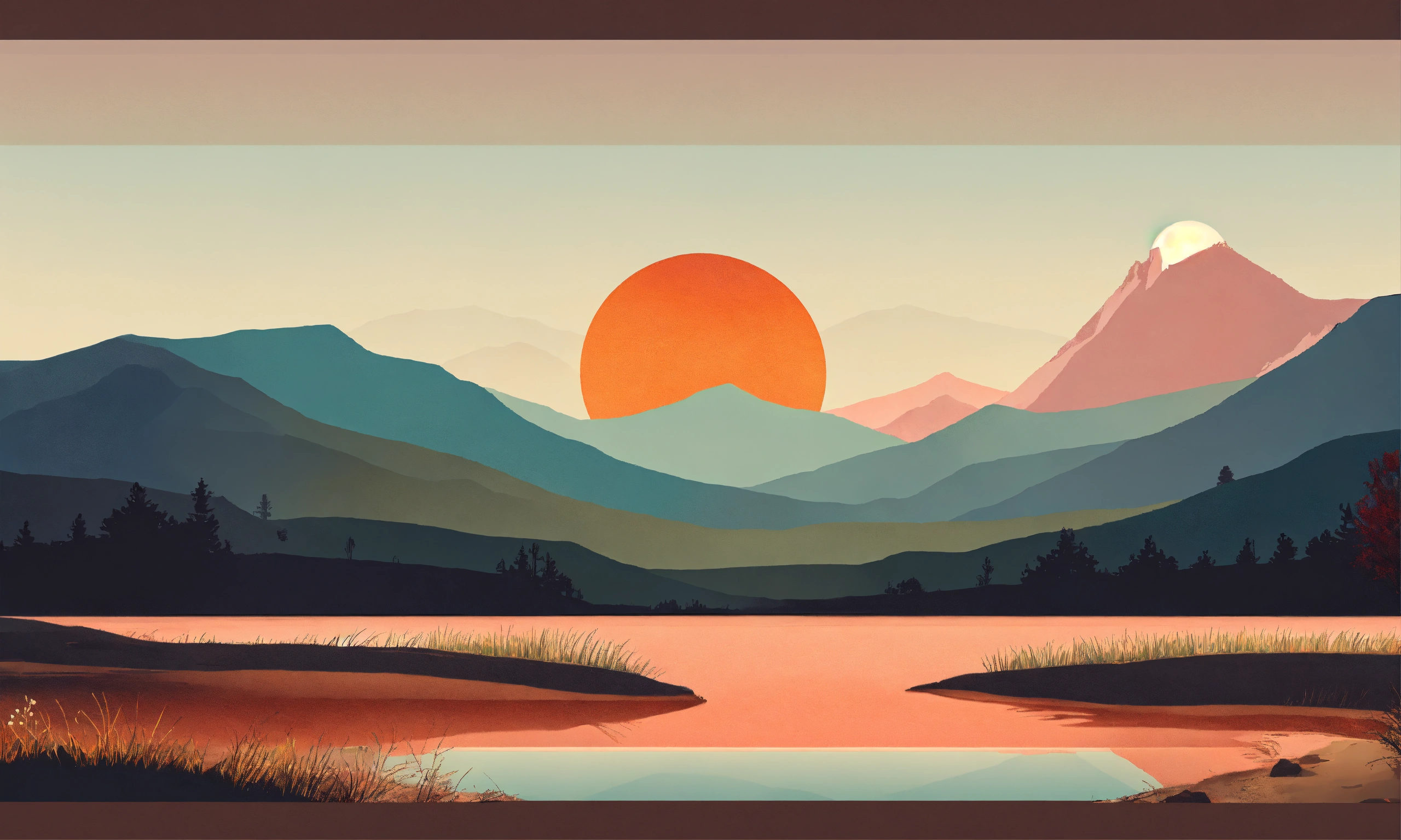 Lexica - Boho art Minimalist landscape mountains