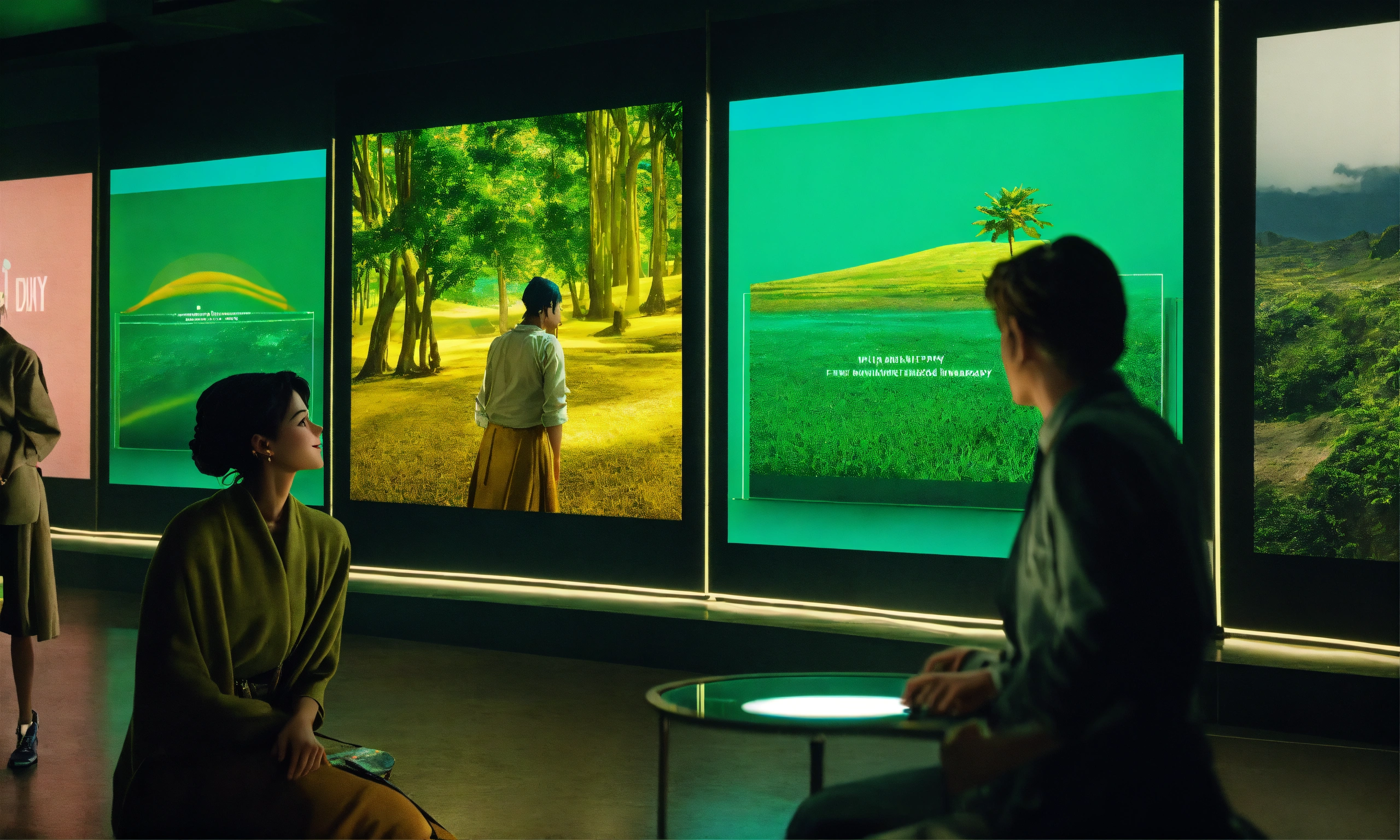 Lexica - Retro data visualization screens on background, 3 humans ...