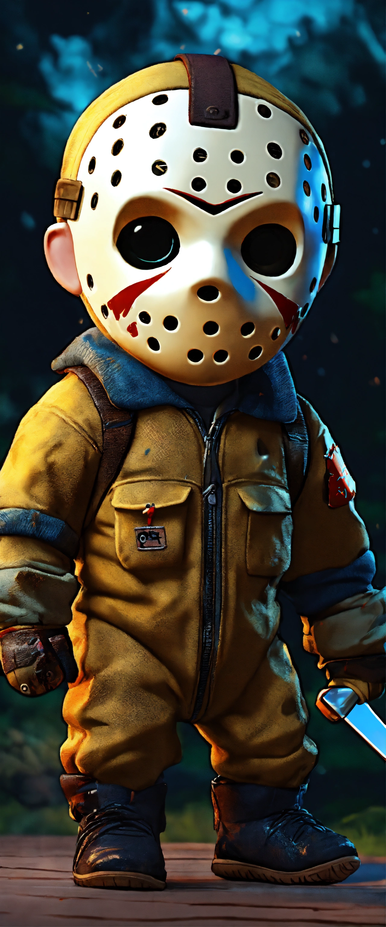 Lexica - Jason Voorhees as a cute baby, cartoon effect, very big eyes ...